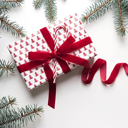 Miniatura 7 de BokingOne Cinta de terciopelo rojo vino, 38 pulgadas x 30 yardas, cinta de terciopelo de nailon burdeos para envoltura de regalos, bodas,