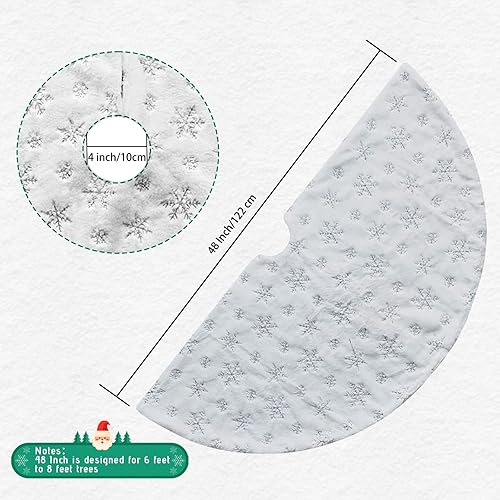 Miniatura 9 de Falda de árbol de Navidad de 48 pulgadas, faldas de árbol de piel sintética para árbol de Navidad, decoración de fiesta de vacaciones, copos de Copo