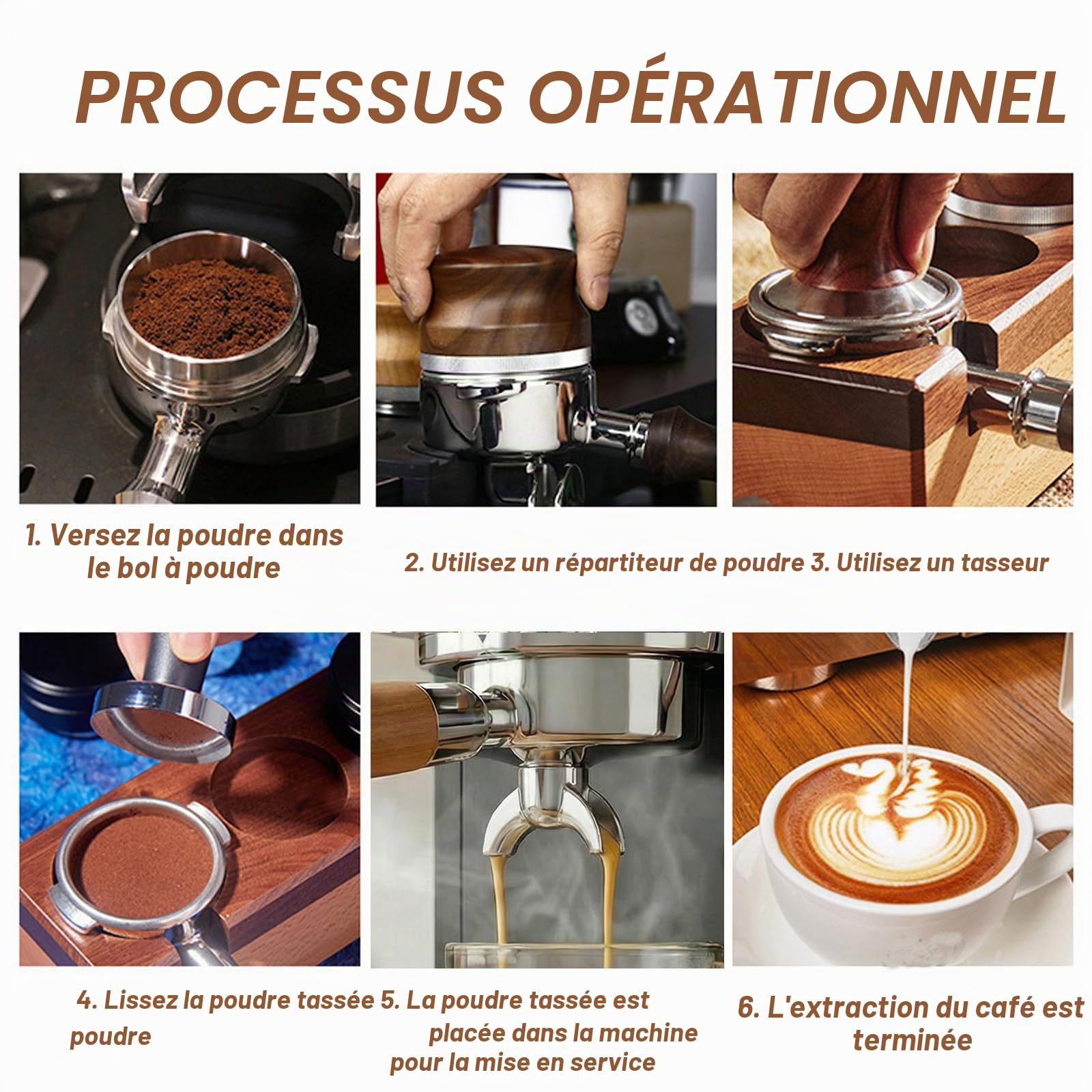 Porte-filtre de 51 mm pour machine à café DeLonghi EM450M, 3 ergots, porte-filtre en acier inoxydable de 4 mm d'épaisseur avec poignée en bois de pour Casabrews CM5418/Cecotec Power Espresso 20