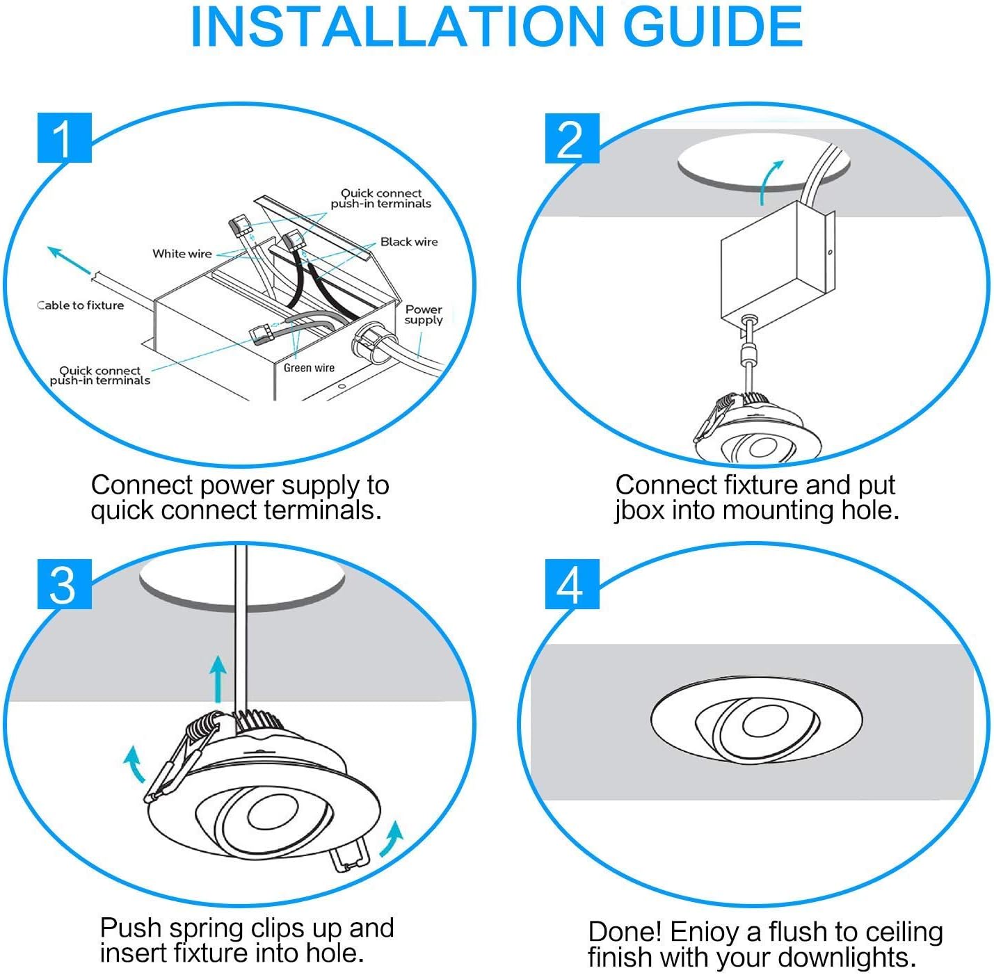 Bеѕt Prоmо (4 Pack)4 inch led Gimbal Eyeball Downlight-Directional Adjustable, 12W=(100W) Dimmable LED Retrofit Recessed Lighting Fixture with Junction Box,1100lm,3000K,4000K,5000K Color Selectable,120V, ETL ES