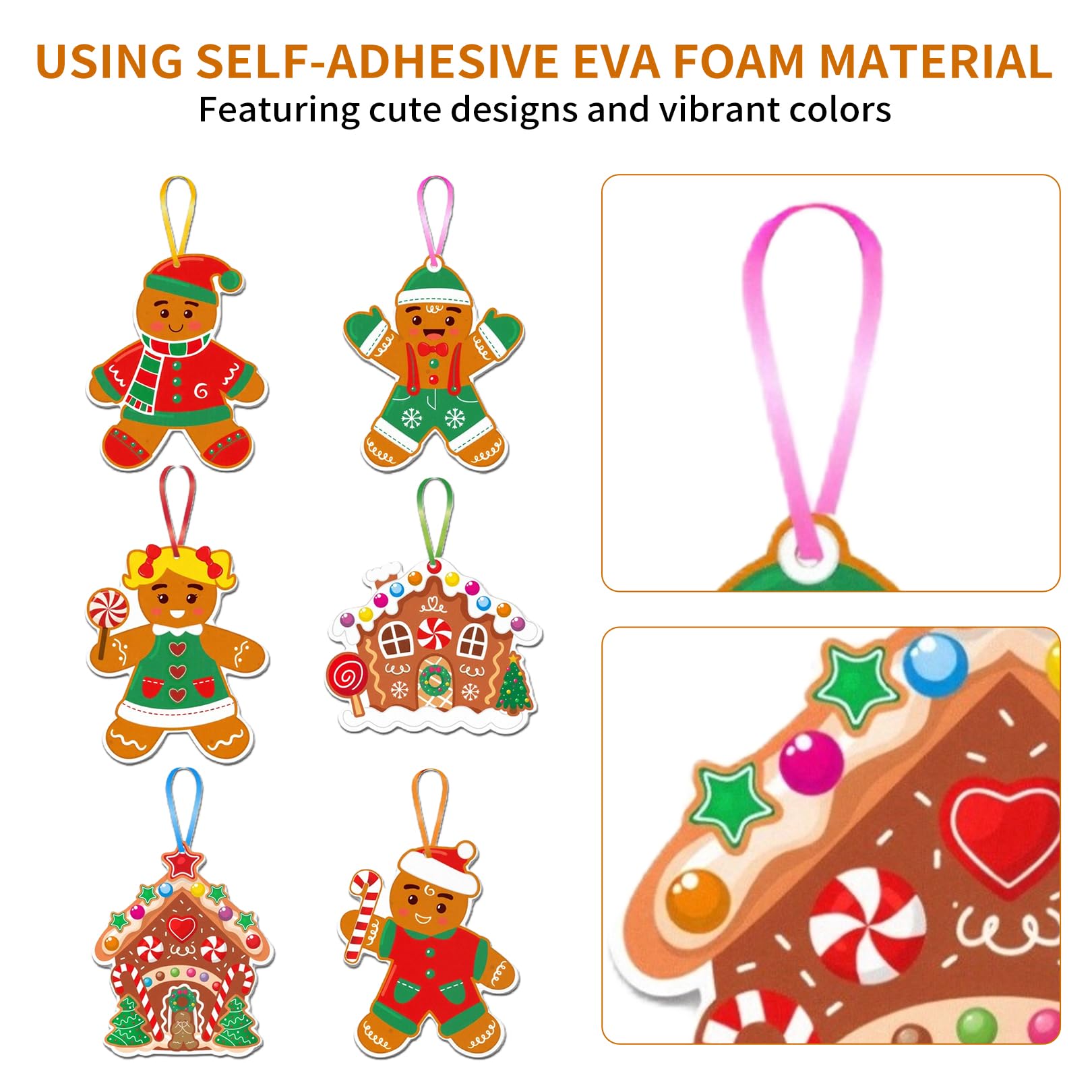 24 Pack Christmas Crafts for Kids,Craft Arts Kits Decorations Stickers Make Own Activities Xmas Tree House Things Art Gift Activity Set Making Cards Gingerbread,for Toddlers Childrens Party Gifts - Image 3
