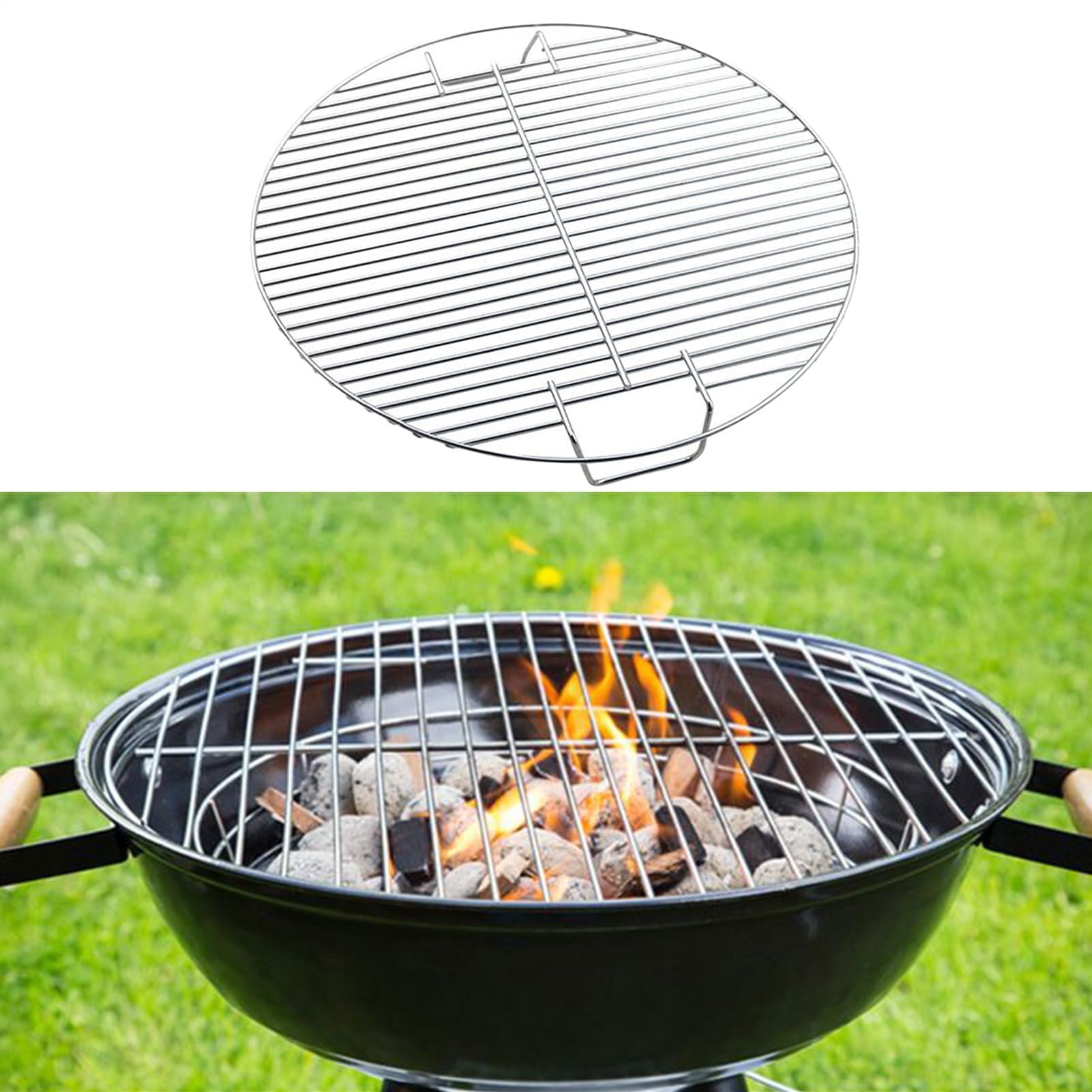 Wytrzymały ruszt do grillowania ze stali nierdzewnej, okrągły, wielofunkcyjny, do gotowania na zewnątrz, na kemping, piknik, podwórko i do grillowania w ogrodzie