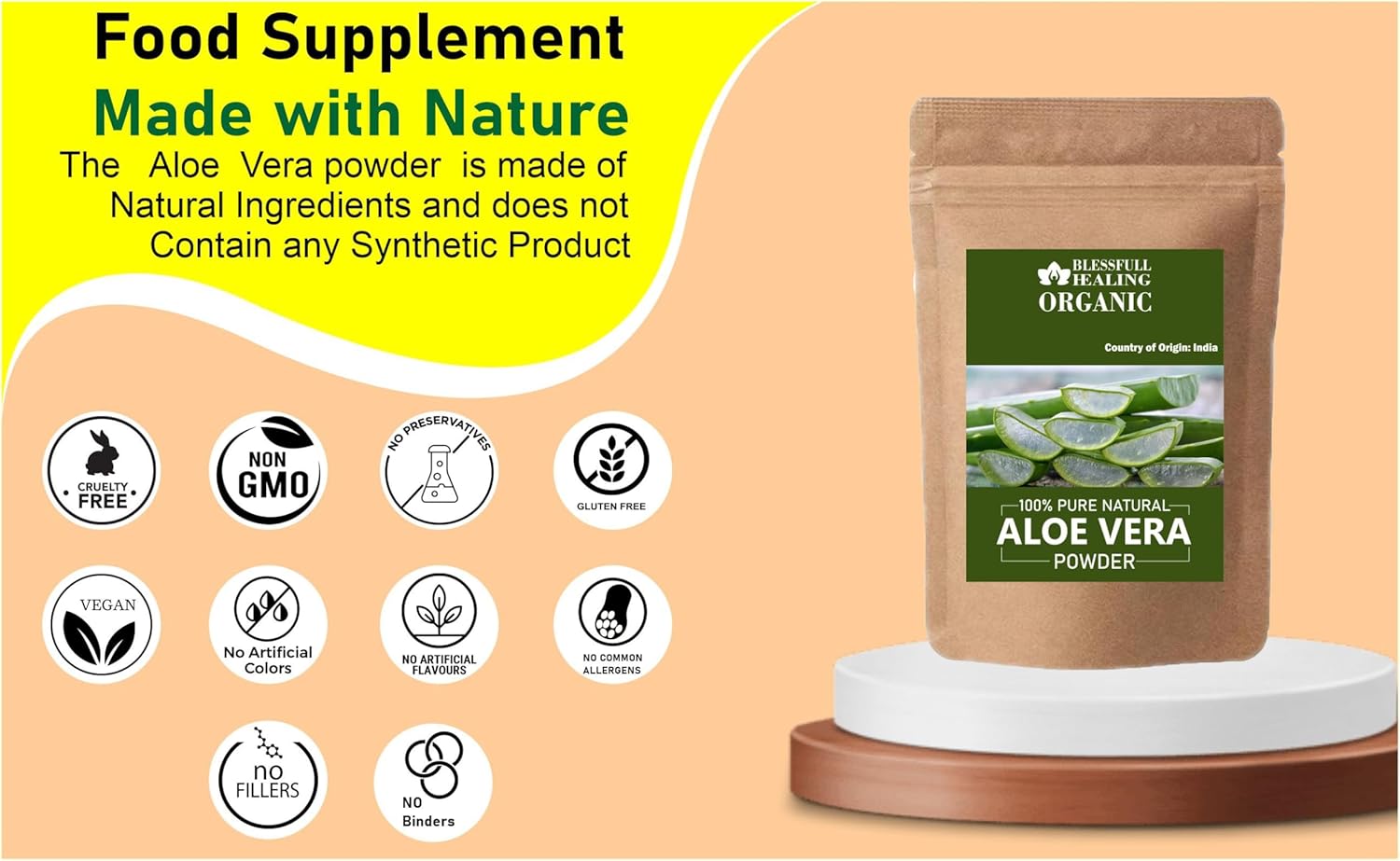 Blessfull Healing Organic Aloe Vera Powder 100% Pure Natural 200 Gram / 7.05 oz