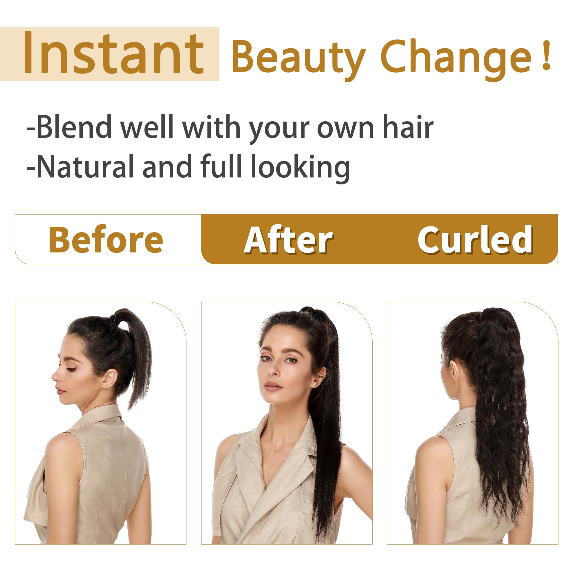 SEGO Coda Capelli Veri Clip Extension Coda di Cavallo Ponytail Fascia Unica 100% Remy Human Hair Naturali Umani Lisci 40cm-80g # Castano Scuro