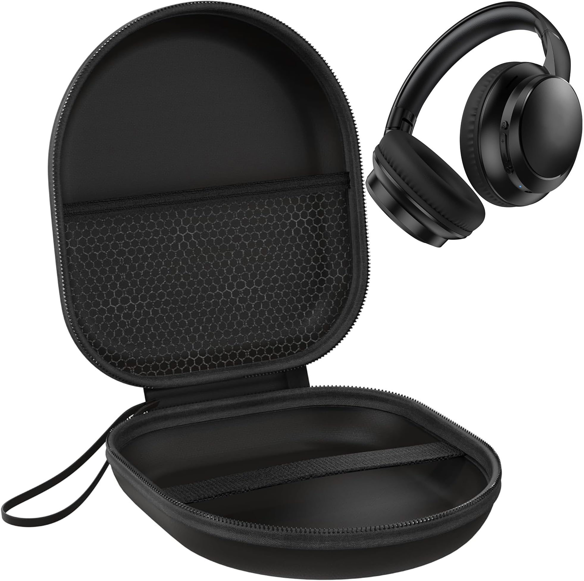 Sounce Headphone Case Compatible with pTron Studio Evo | Portable Carrying Case Cover | Hard EVA Shell Travel Storage Case with Shockproof, Waterproof, and Premium Protective Cover – (Black)