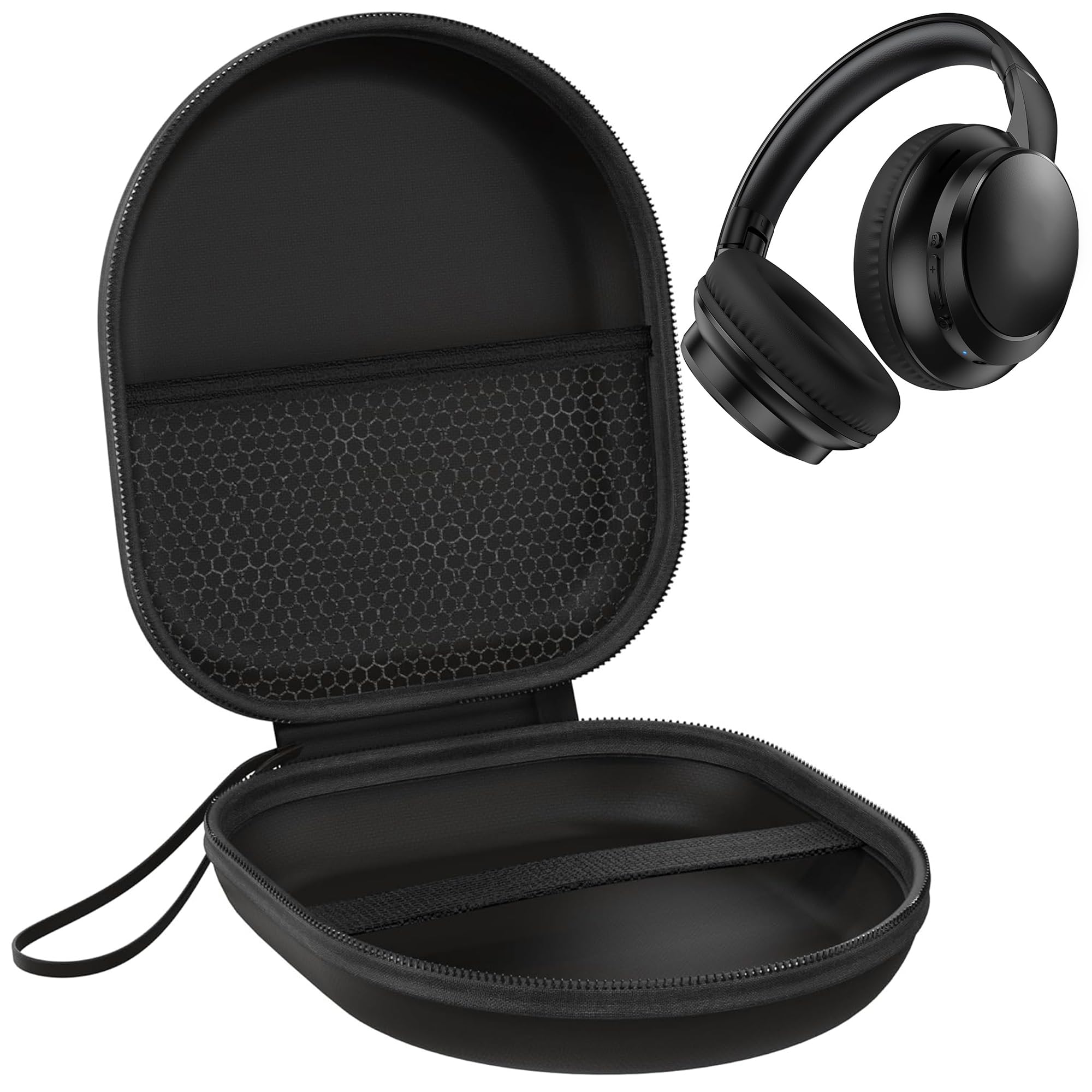 Sounce Headphone Case Compatible with pTron Studio Evo | Portable Carrying Case Cover | Hard EVA Shell Travel Storage Case with Shockproof, Waterproof, and Premium Protective Cover – (Black)
