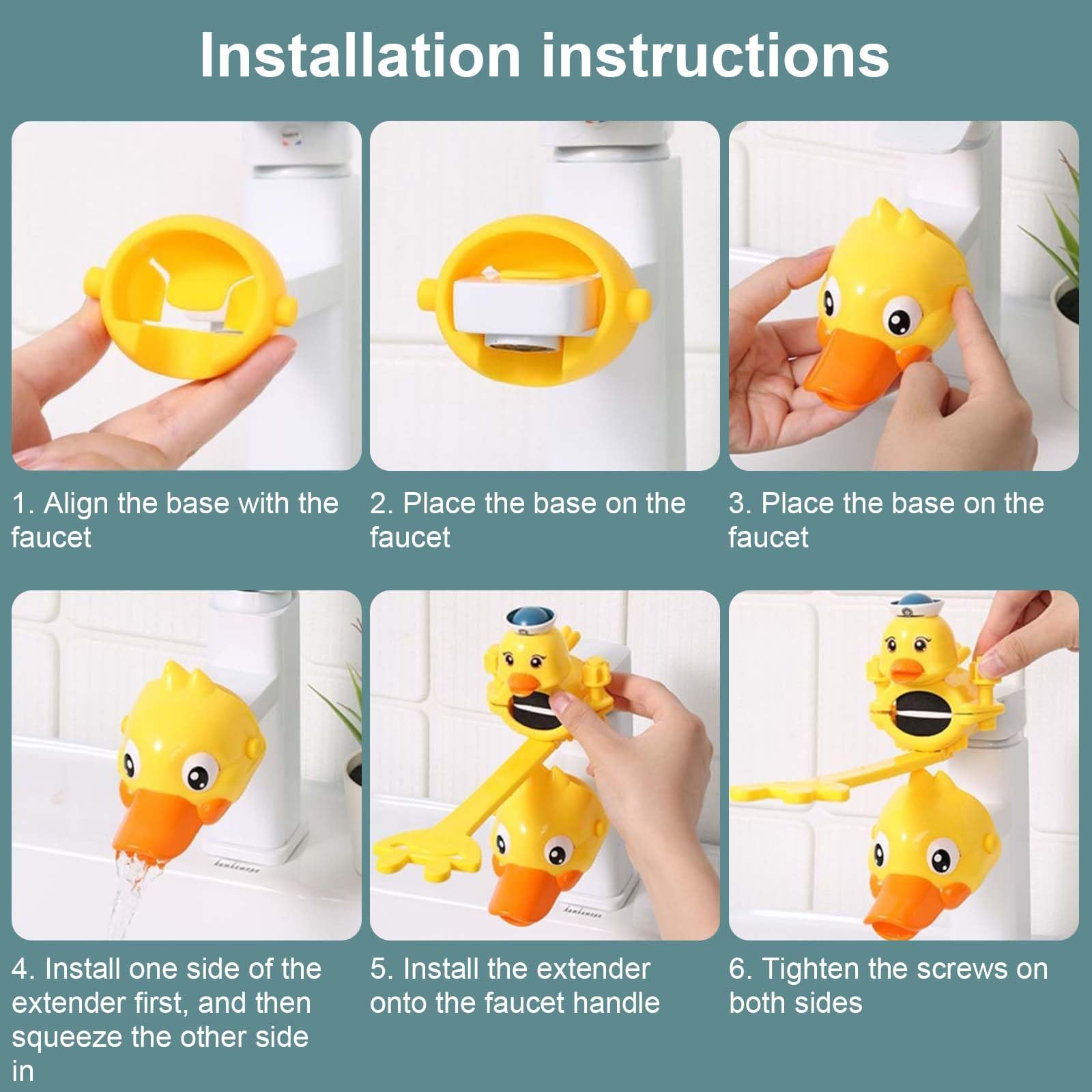 2 Piezas Extensor Grifo Niños Oso,Extensor De Grifo Para Niños Little Yellow Duck,Extensor De Grifo Para Niños Bebés Niños,Extensor Grifo Niños-Para El Baño - Ajustable