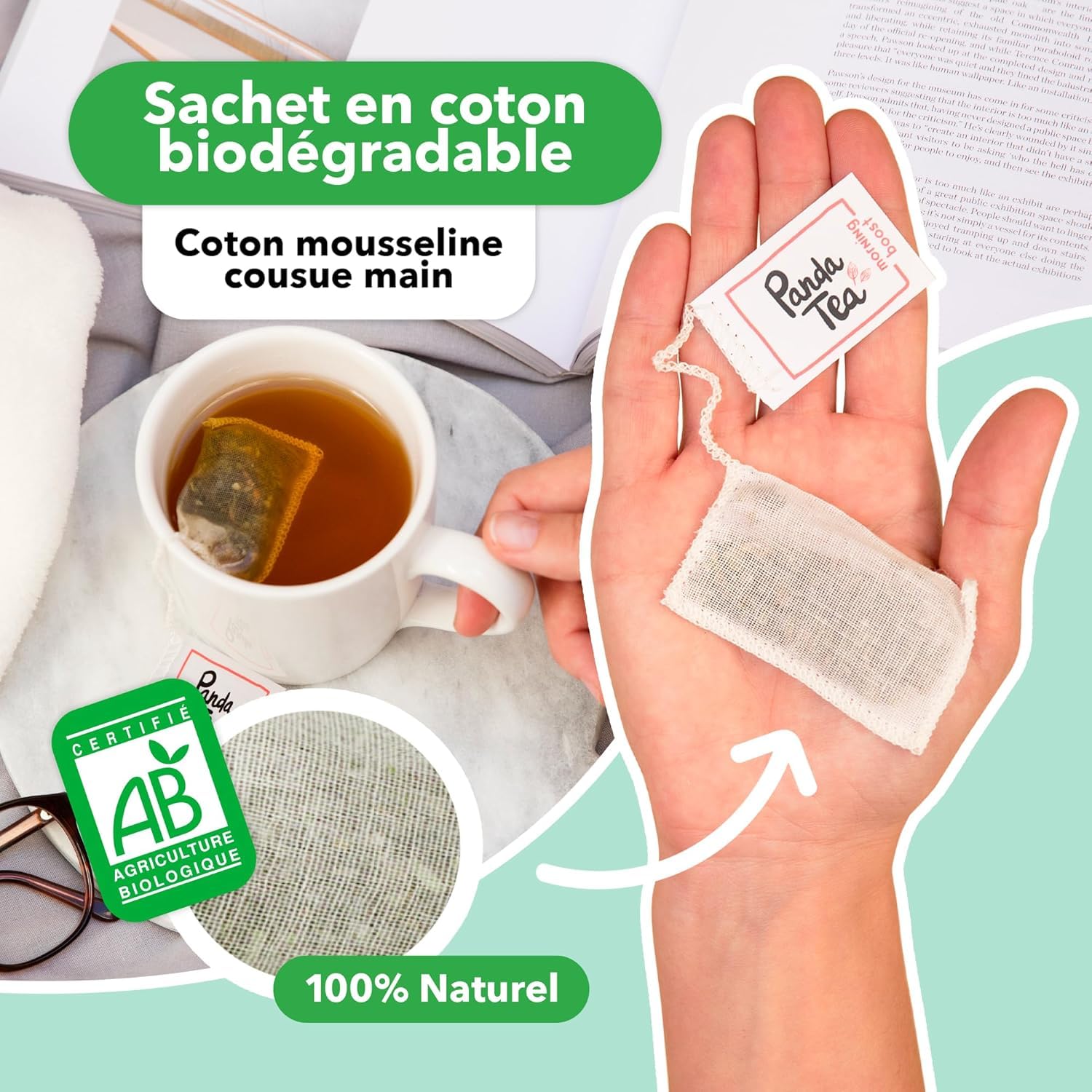 Panda Tea - Duo Minceur Slim Tea - Thé Vert Minceur - 56 Sachets Mousselines - Detox, Perte de poids & Sommeil Réparateur