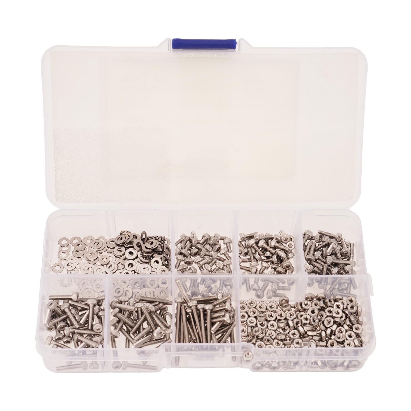 660pcs 2mm Screws Nut & Washers Assortment Set Steel Hexagon Socket Screws Set Button Screws Nut Set