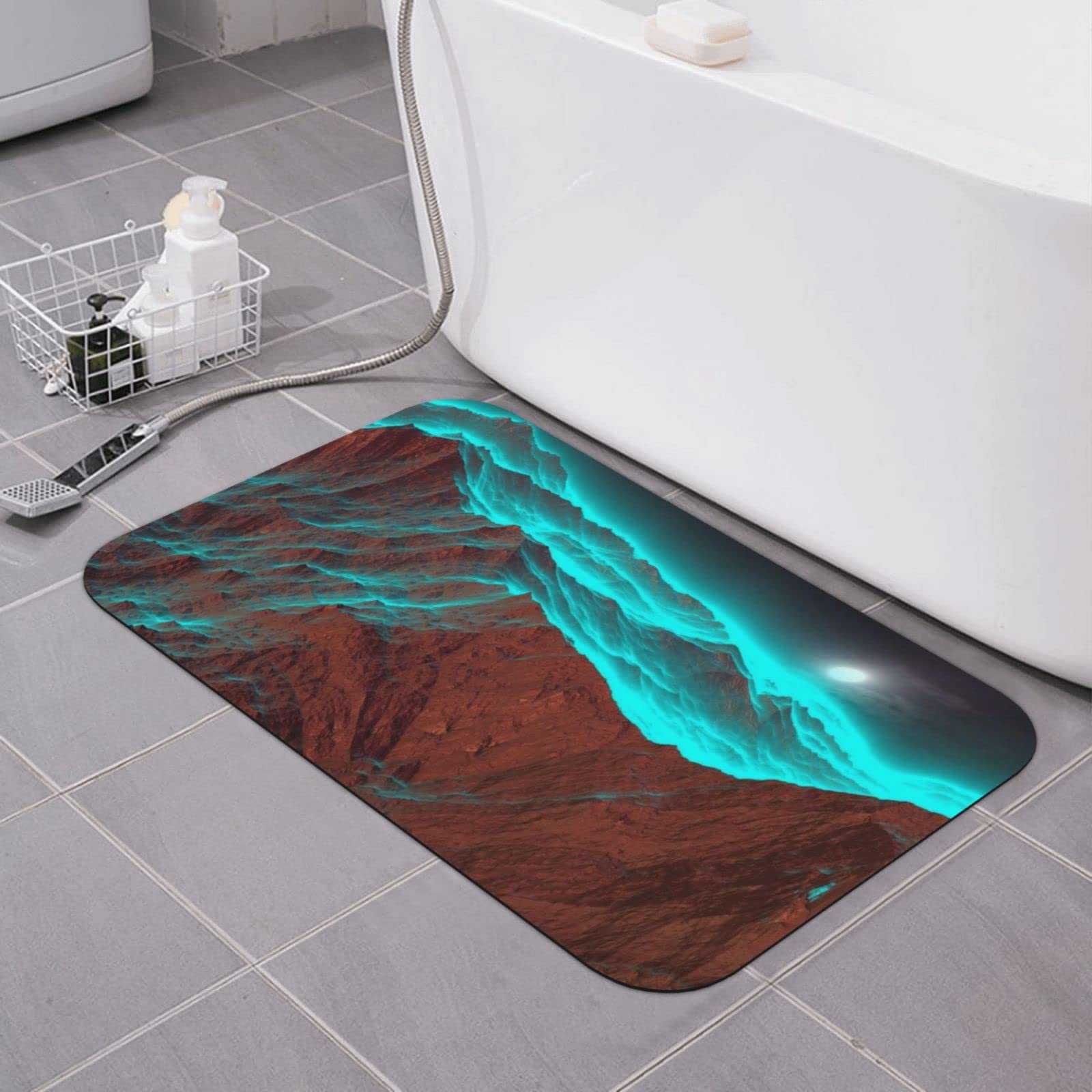 Tapis de bain motif montagne pour une salle de bain moderne