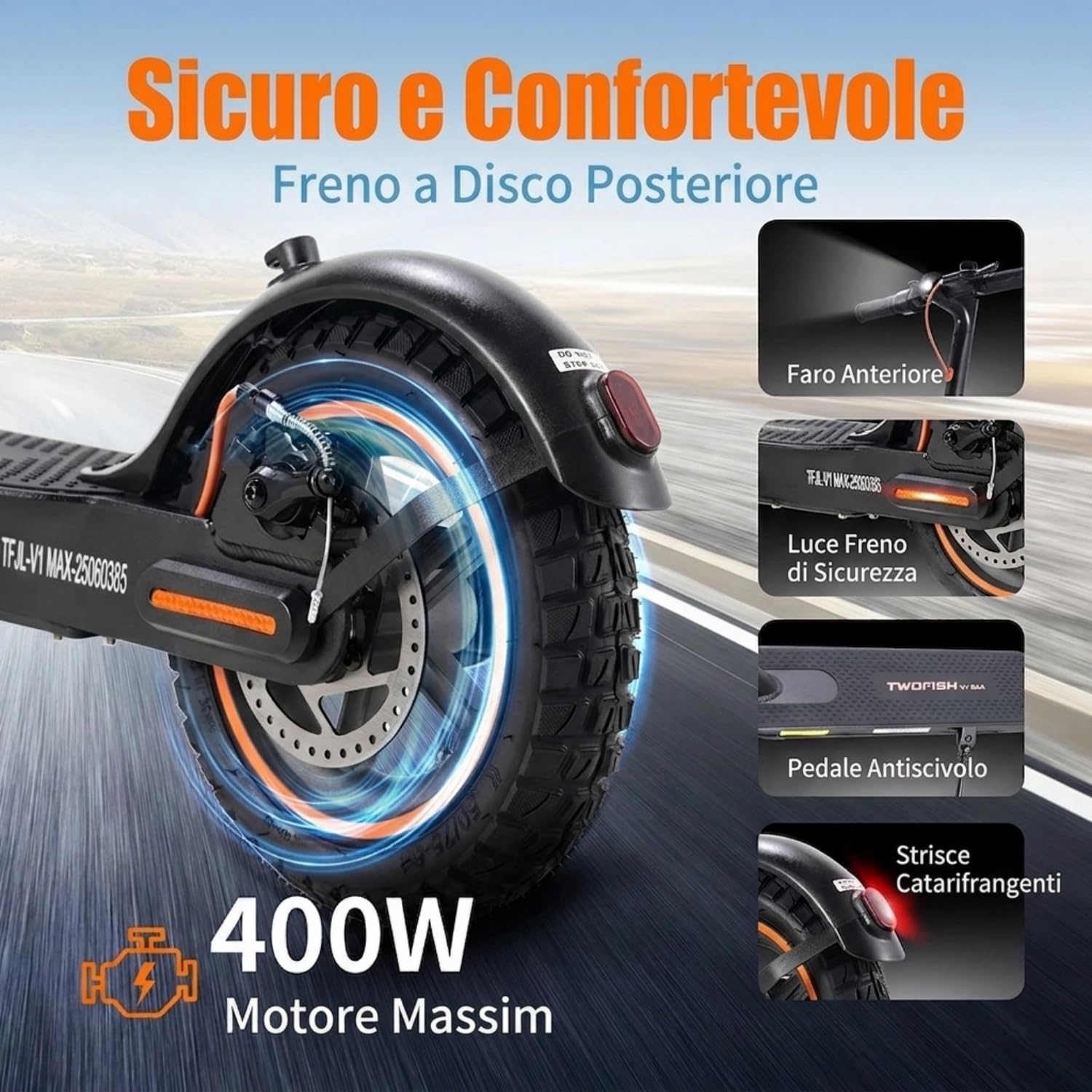 V1MAX Monopattino Elettrico Pieghevole, 36V 10.4Ah, 25-30Km di Autonomia | Due Velocità, Display a LED, Controllo Tramite App, Pneumatici 10", Ricarica Rapida, Doppia Sospensione&Freno a Disco