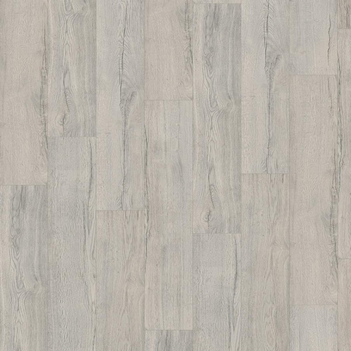 Click Laminate Flooring EL2081 Grey Oak Wood Effect - Plank (8mm), for Home & Contract Commercial Use, Suitable for Underfloor Heating | Covers 1.99sqm | Single Tile/Plank Size - 1292mm x 193mm