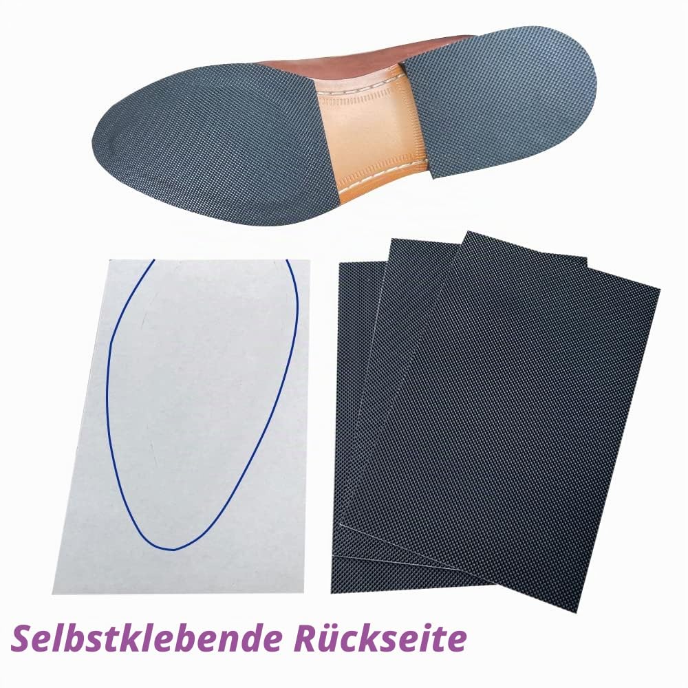 Unikstep 4 Stück Schuhsohlenschützer, rutschfeste Schuhsohlenschützer, Schuhboden- und Fersenpolster, Geräuschreduzierungsaufkleber, selbstklebend (Black)