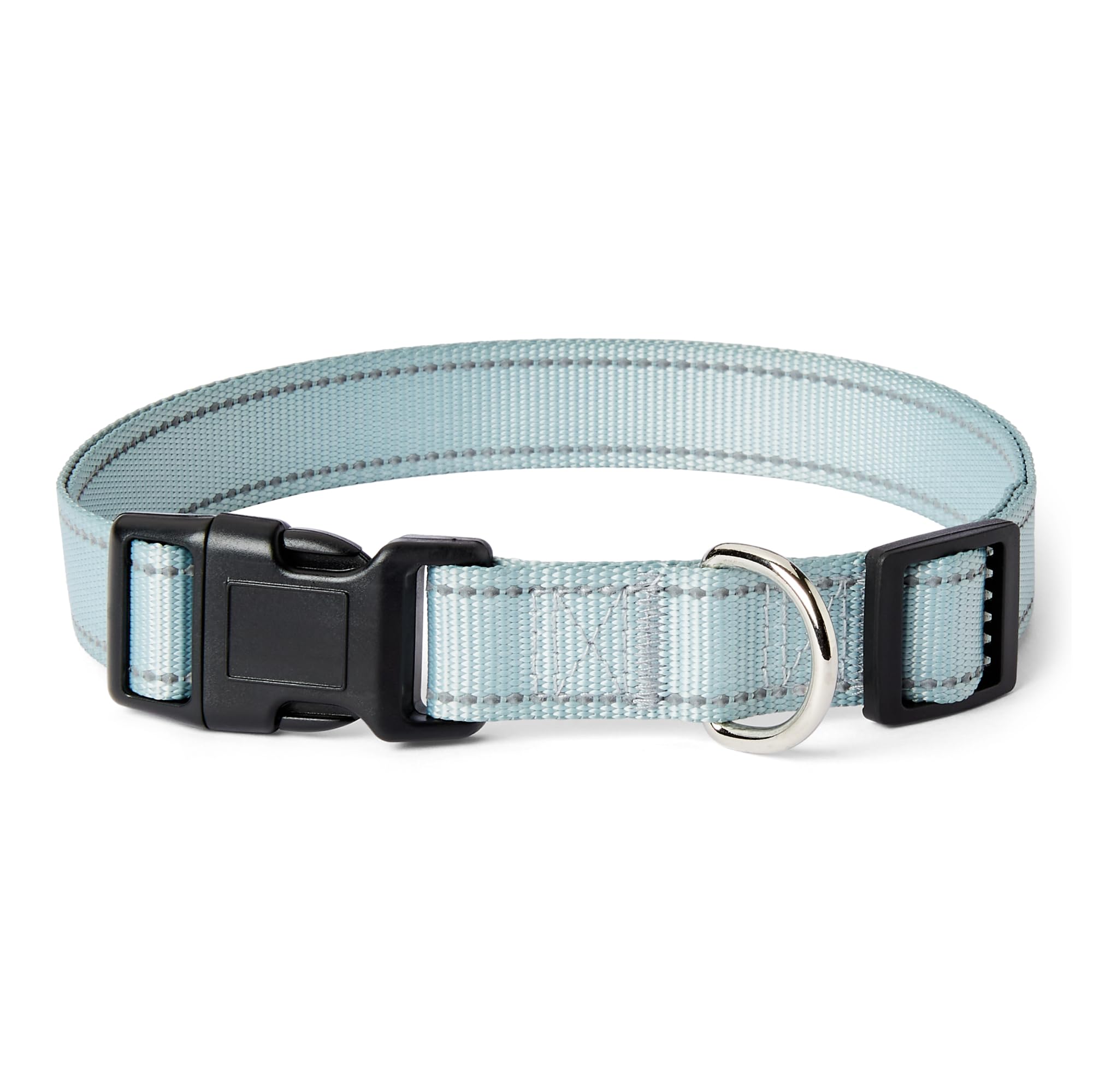 Amazon Basics Reflective Polyester Dog Collar with Quick-Release Buckle, Adjustable, XL, Cyan