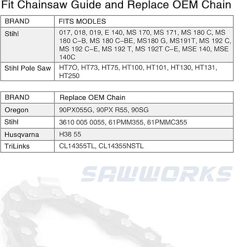 Miniatura 38 de Paquete de 3 cadenas de motosierra de 18 pulgadas, paso LP de 3/8 pulgadas, calibre 050 pulgadas, 62 eslabones para EGO CS1800, CS1804, Poulan Pro