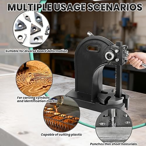 Vista 11 de Prensa de eje de 2 toneladas, con 3 derivas, 17.32 pulgadas de alto x 15.35 pulgadas de largo, prensa manual para perforar/tallar (2T azul)