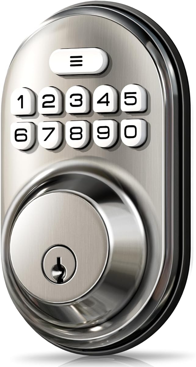 Veise RZ-A Electronic Keypad Deadbolt Door Lock, Satin Nickel
