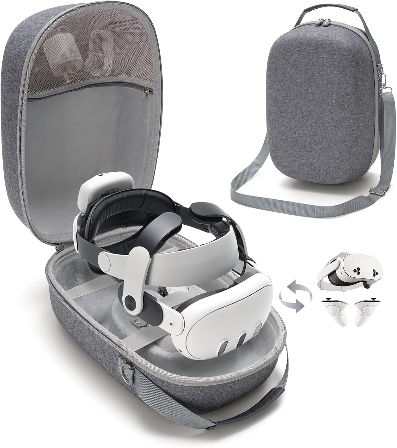 G-STORY Large Carrying Case for Meta Quest 3S/Quest 3 VR Headset, Hard Shell Travel Bag Compatible with Oculus Quest 3, BOBOVR S3 Pro/KIWI Battery Head Strap, Touch Controllers, PCVR & VR Accessories