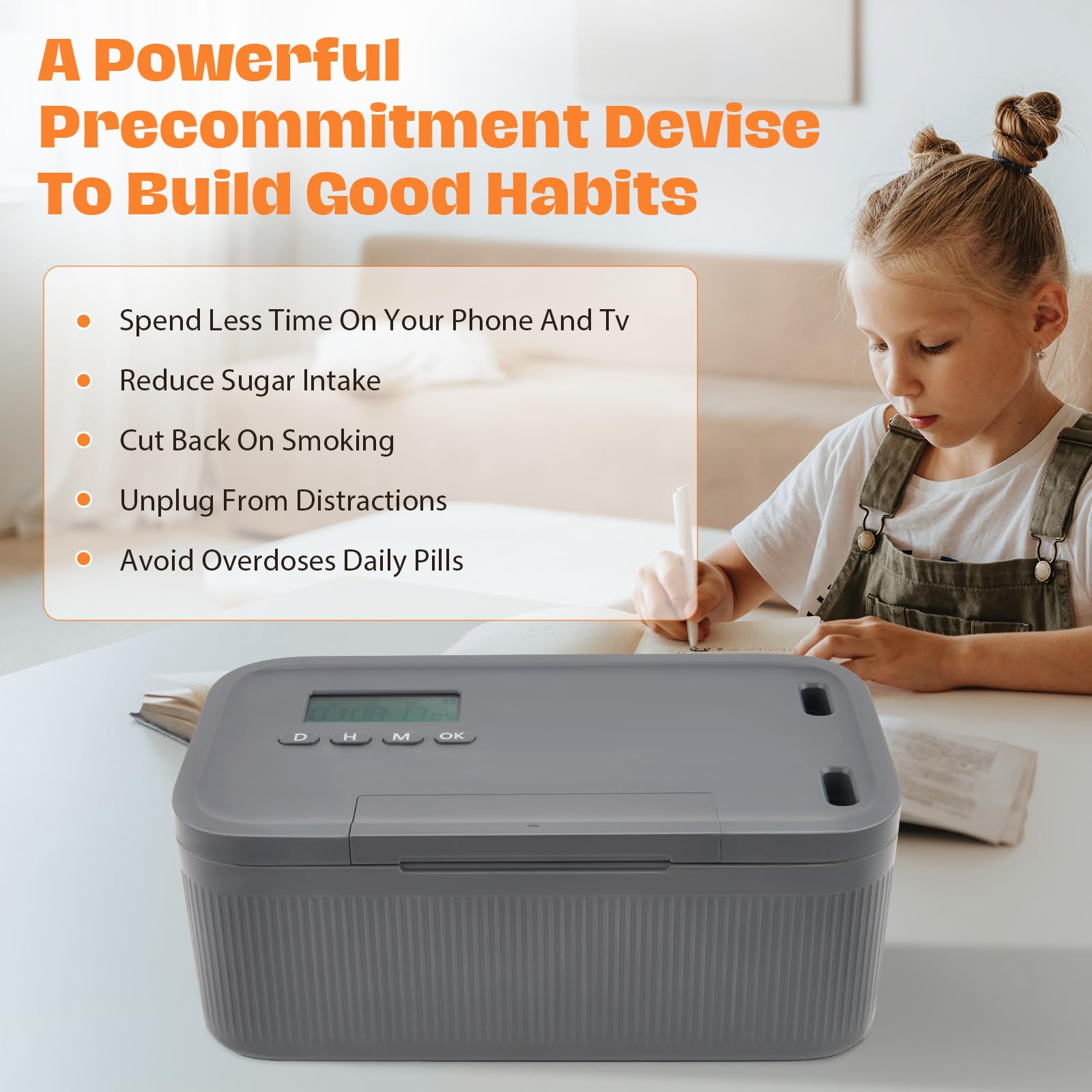 Caja fuerte con temporizador, Caja bloqueable para móviles, alcohol u otras tentaciones no deseadas, Caja de seguridad de autocontrol, Cárcel para móviles para el trabajo (Azul y gris)