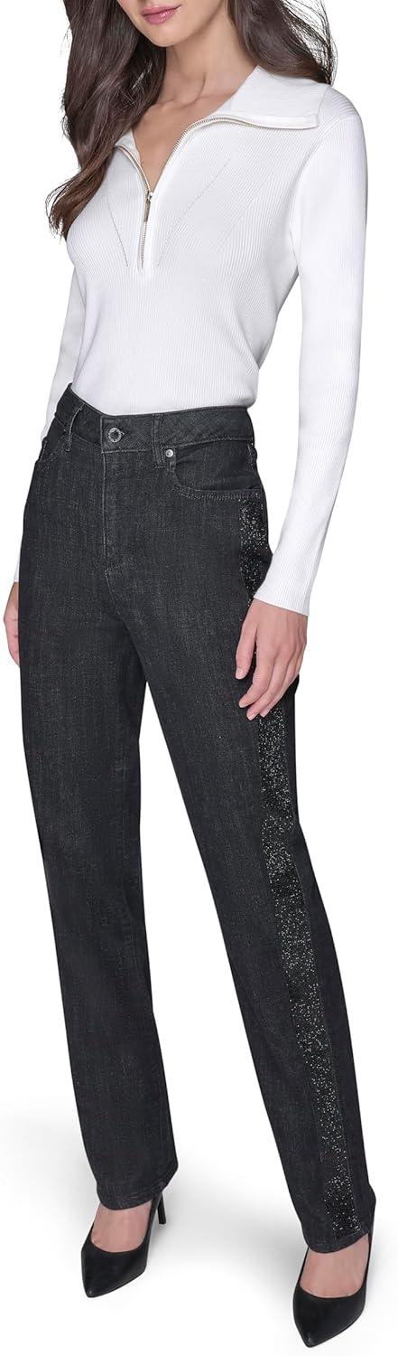 Karl Lagerfeld Womens Straight Essential Sequin Side Stripe Denim - Image 2