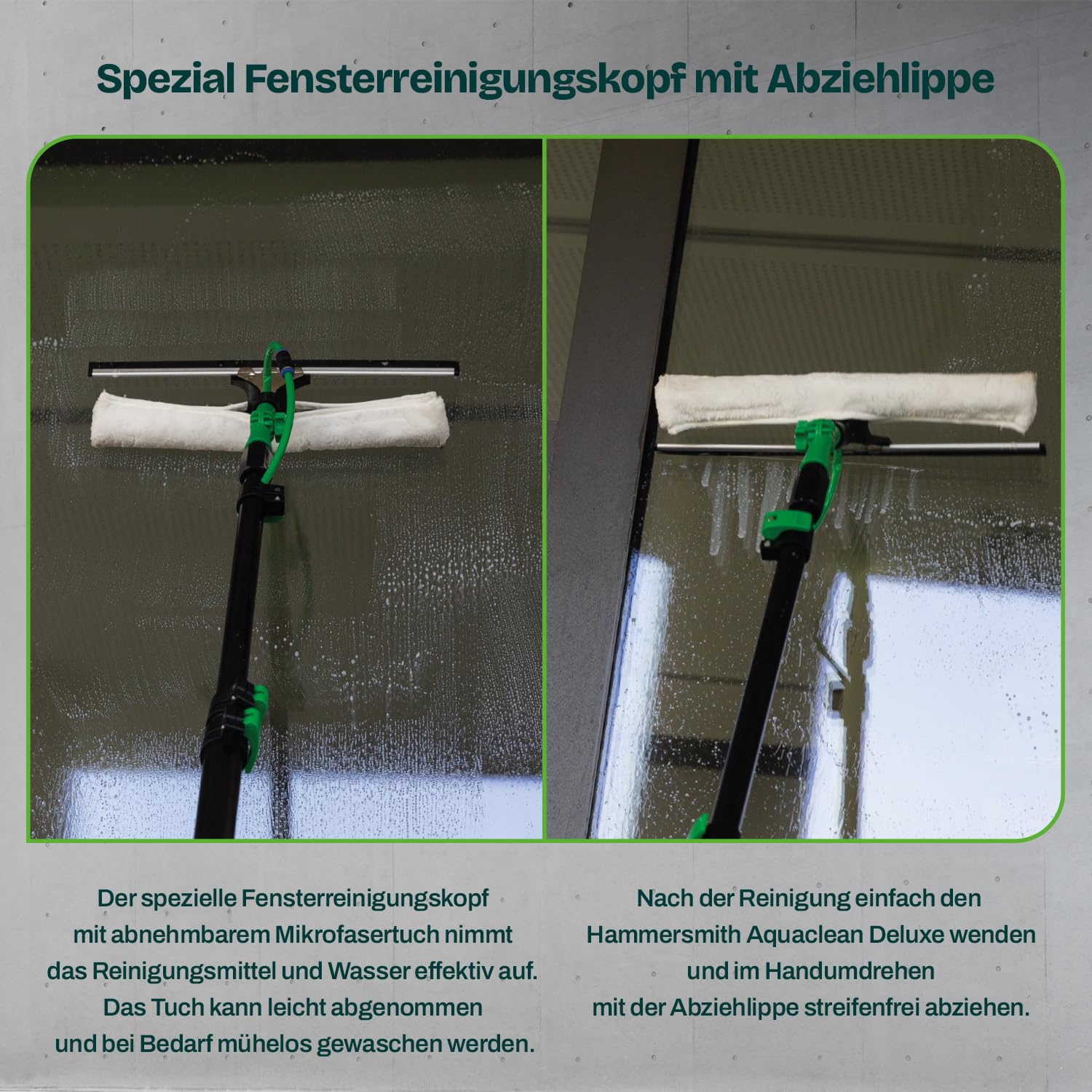 Hammersmith AquaClean Deluxe - Das Original aus dem TV - Besen mit Wasseranschluss - Waschbürste inkl. 3,6m Teleskopstiel - Wasserbesen - Fenster & Photovoltaik Reiniger