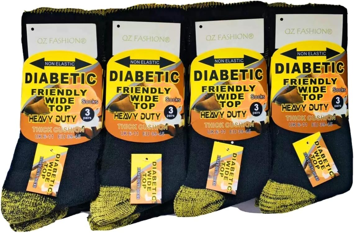 Men's Diabetic Work Socks 6 Pairs Pack Soft Top Heavy Duty comfortable and warm material SIZE 6-11 UK