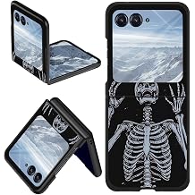 for Motorola Moto Razr Plus 2024 Case for Moto Razr 50 Ultra Phone Case Human Skeleton Skull Design Thin Slim Hard PC Anti-Scratch Shookproof Protective Cover Case for Moto Razr+ Plus 2024