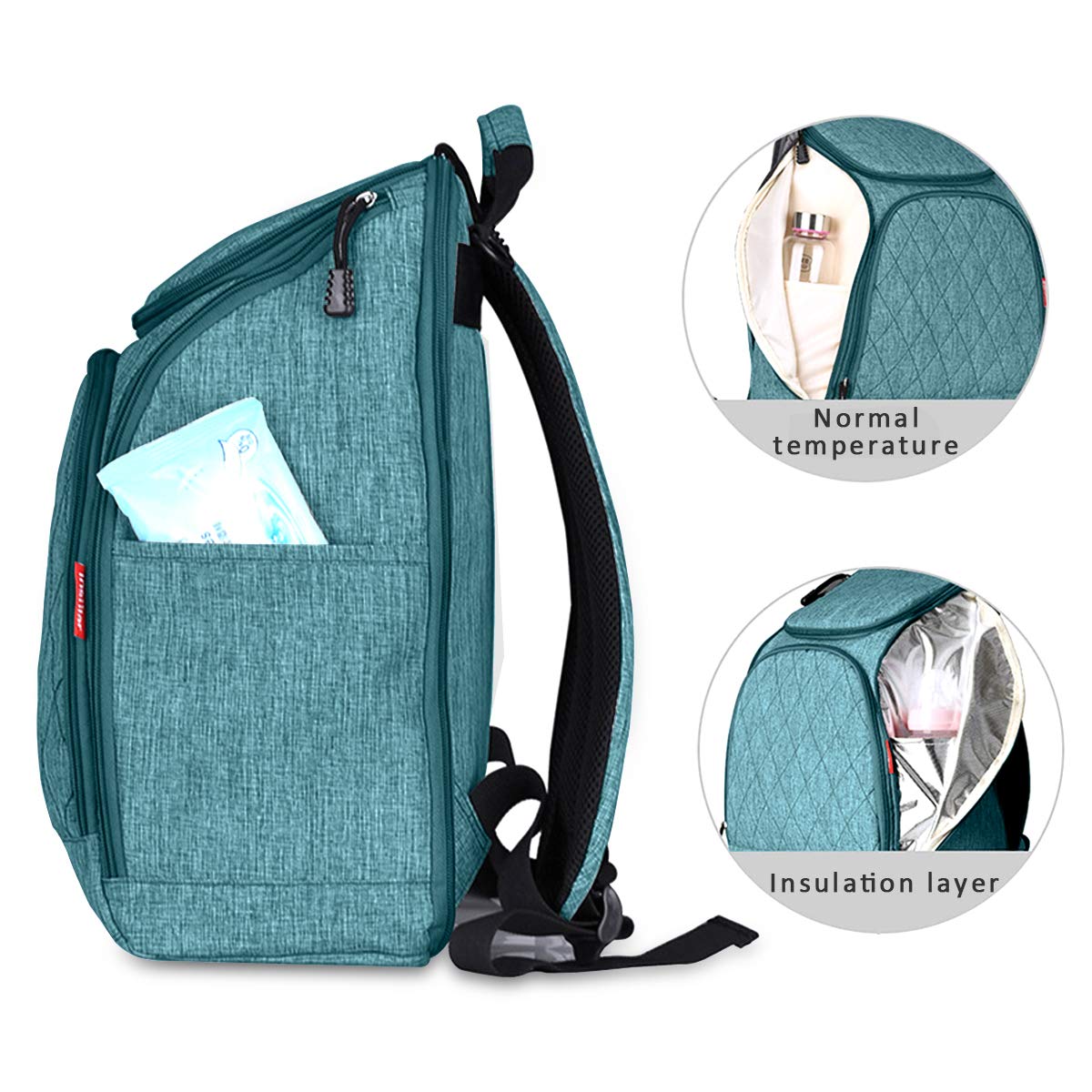 SONARIN Multifunzione Zaino Fasciatoio Bambino per Pannolini con Fasciatoio e Fascia per Passeggino,Grande Capacità,Organizer per Zaino da Viaggio,Impermeabile, Grande Apertura Sul Retro(Verde)