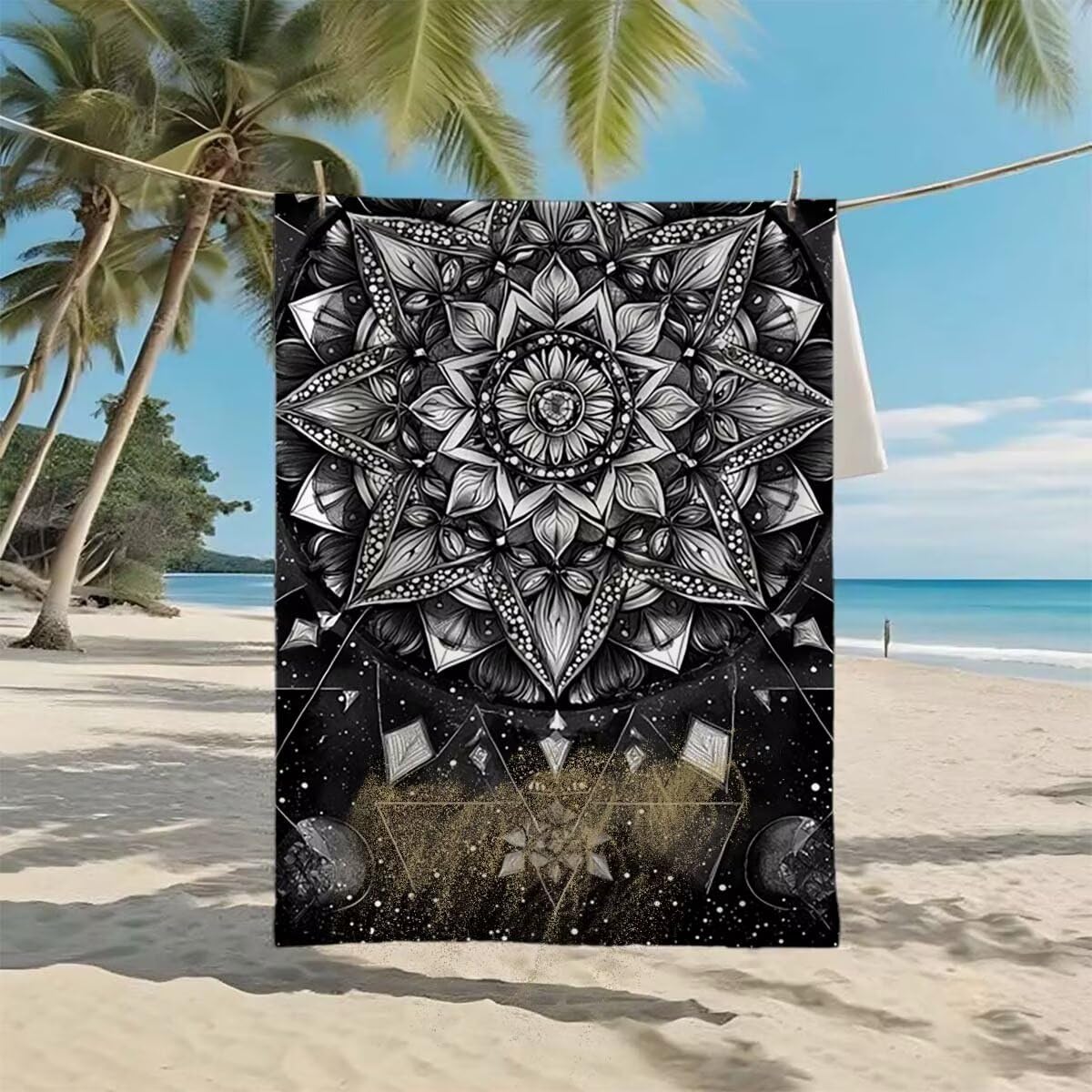 Telo Mare XXL 220x100cm/35x70cm, 2 Set Telo Mare Microfibra Marocco Asciugamano Palestra Uomo, Antisabbia, Leggero, Asciugatura Rapida, Teli da Spiaggia Grandi Accessori per Camping Natation Yoga B-76