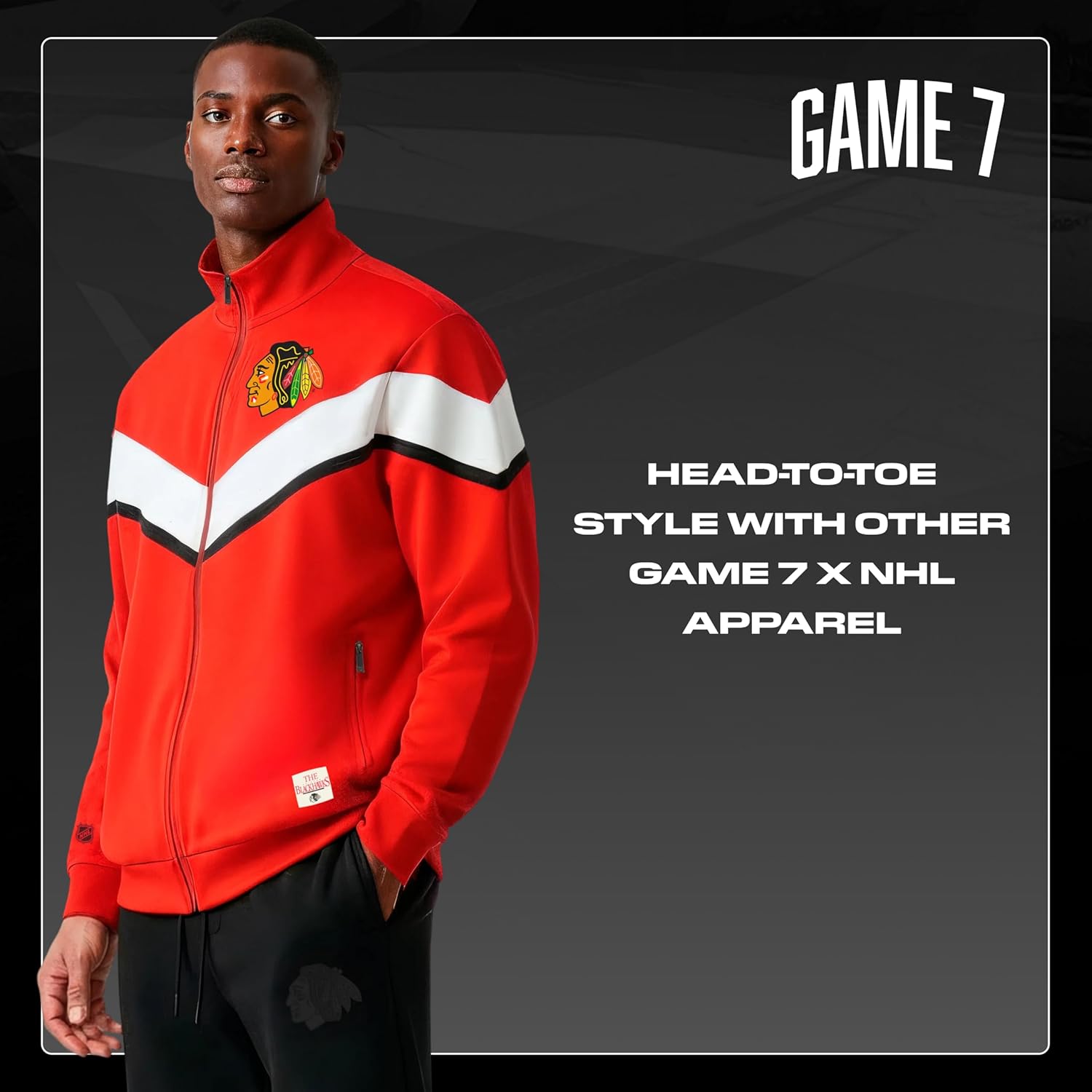 GAME 7 NHL mens X Nhl Men's Officially Licensed Long Sleeve Neoprene Zip Up Sweatshirt - Image 7