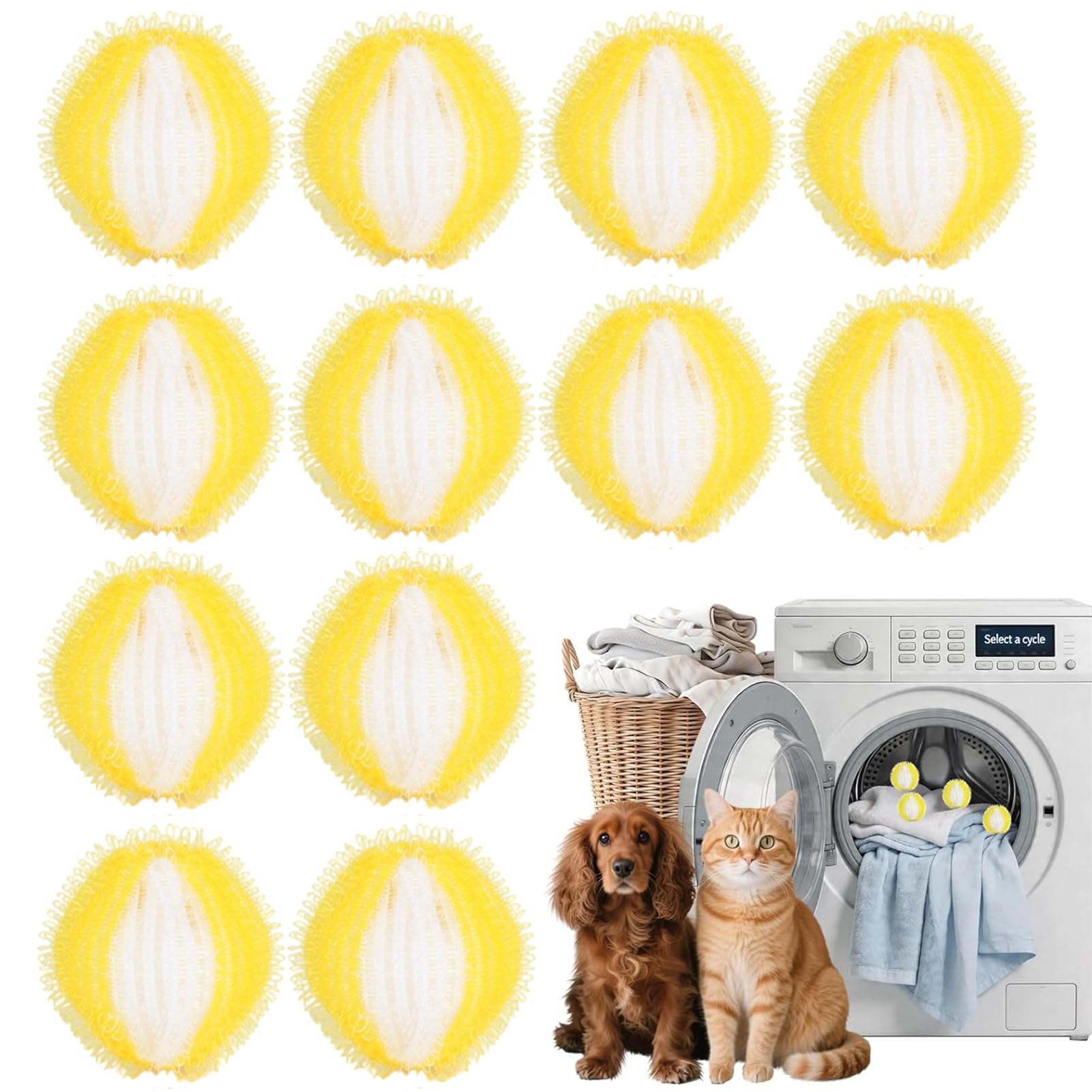 anwhriet Pet Hair Remover for Washing Machine – 12 Pack Reusable Laundry Lint Catcher, Dog & Cat Hair Remover Balls, Washing Machine Hairs Catcher for Clothes & Bedding G
