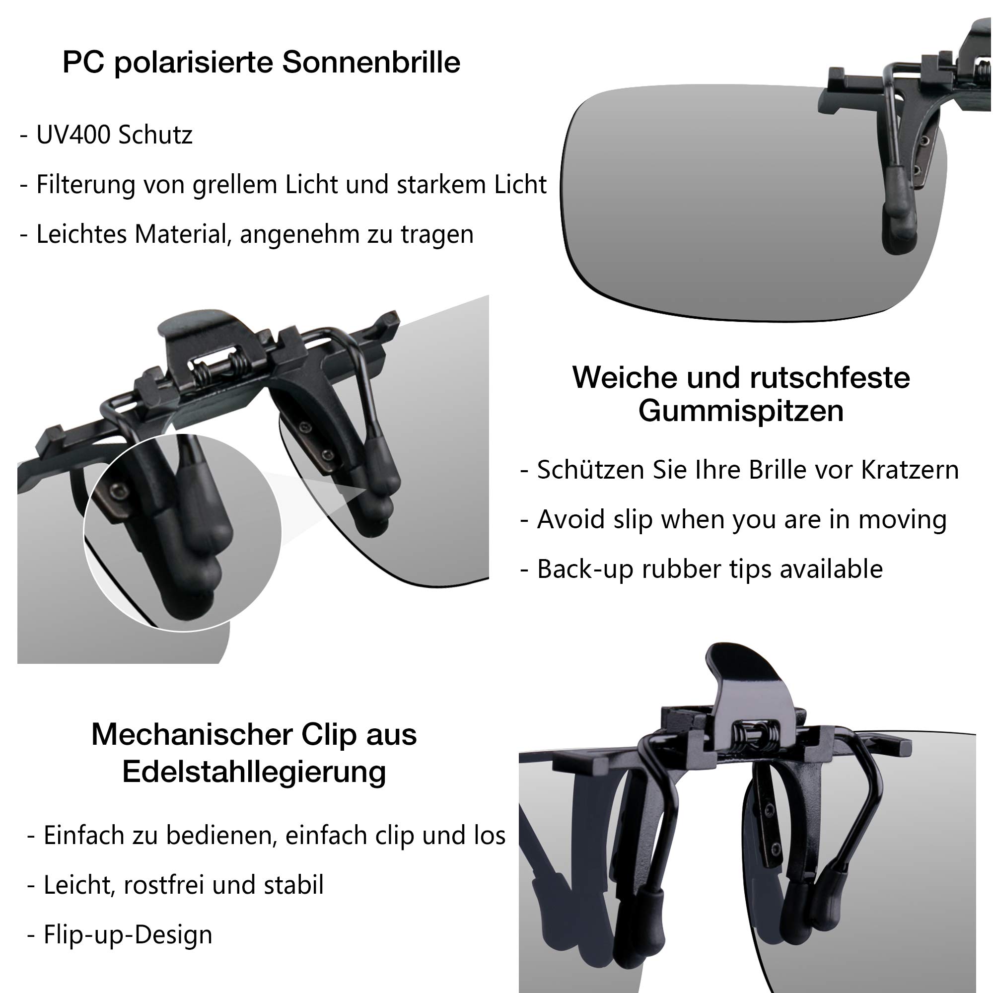Conjunto de accesorios para gafas de sol, 2 unidades de clips con gafas polarizadas, contra la luz, para mujeres y hombres, unisex, soporte para gafas