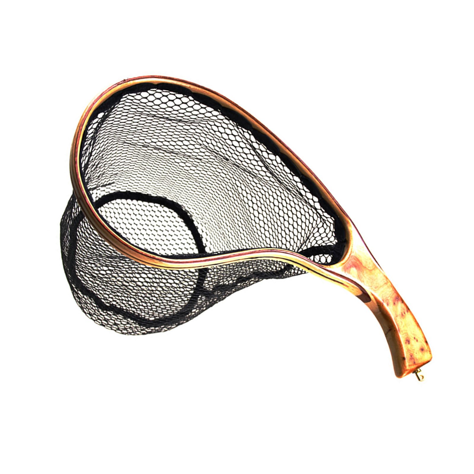 Guadino ergonomico curvo con manico in legno e maglie rinforzate, design per l'essiccazione, adatto per esche da pesca e atterraggio