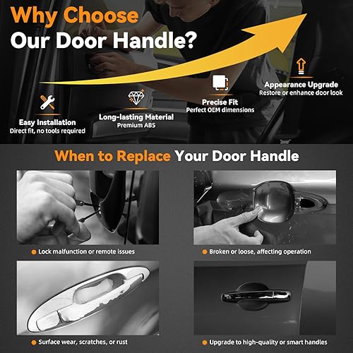 Miniatura 6 de DEAL AUTO ELECTRIC PARTS Manija de puerta exterior del lado derecho del pasajero delantero con kit de repuesto de orificio de cerradura, compatible