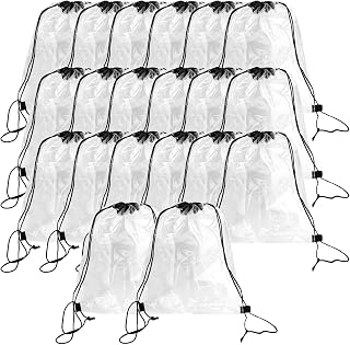 20 Pieces 17 x 13 Inch Clear Drawstring Bag, Plastic Drawstring Backpack Waterproof PVC Clear Drawstring Stadium Bag for Home, Stadium and Travel