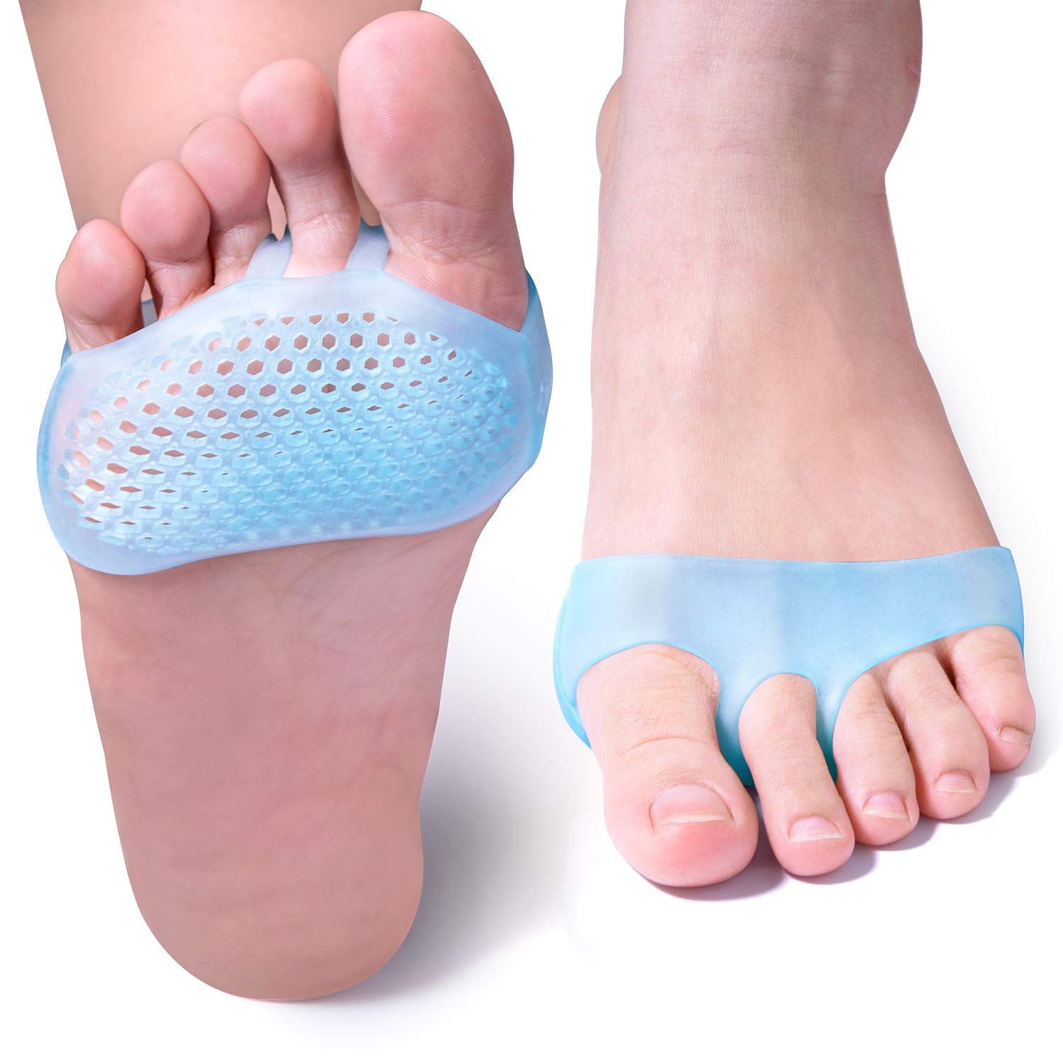 Sumifun Forefoot Pads,10 Pack Gel Ball of Foot Cushions for Bunions, Forefoot Pain Relief, Metatarsal Pads for Plantar Fasciitis, Metatarsalgia, Neuroma