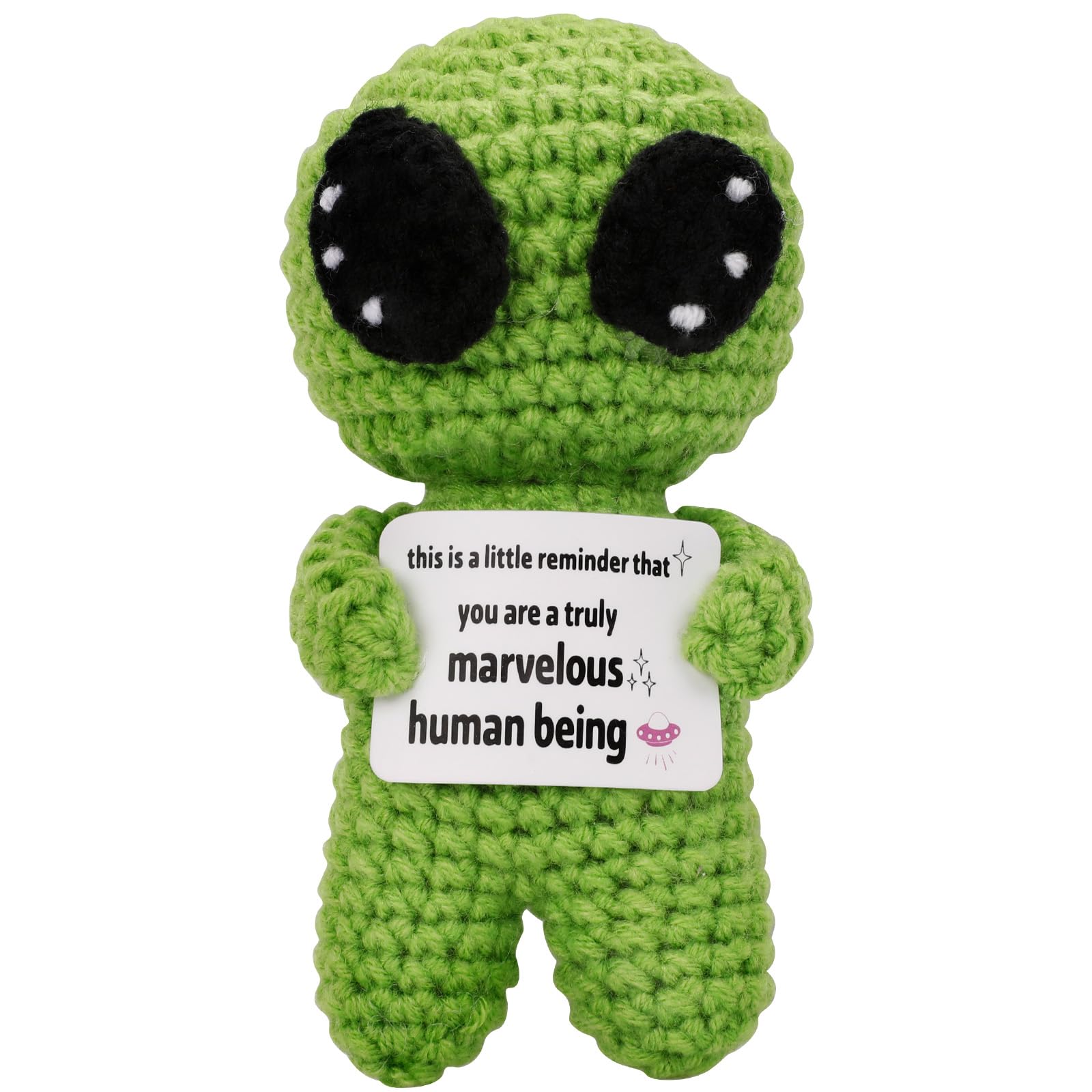 Funny Alien Gifts for Men Women - Standing Crochet Emotional Support Alien with I Need Some Space Sign