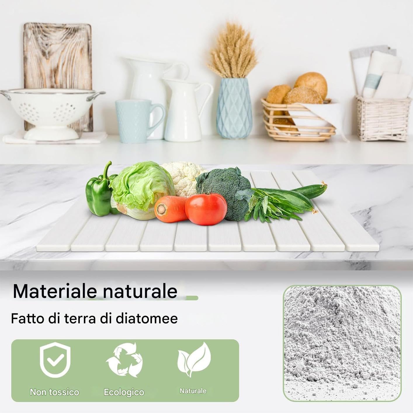 Tappetino Asciuga Stoviglie Vassoio Scolapiatti Assorbente Antiscivolo