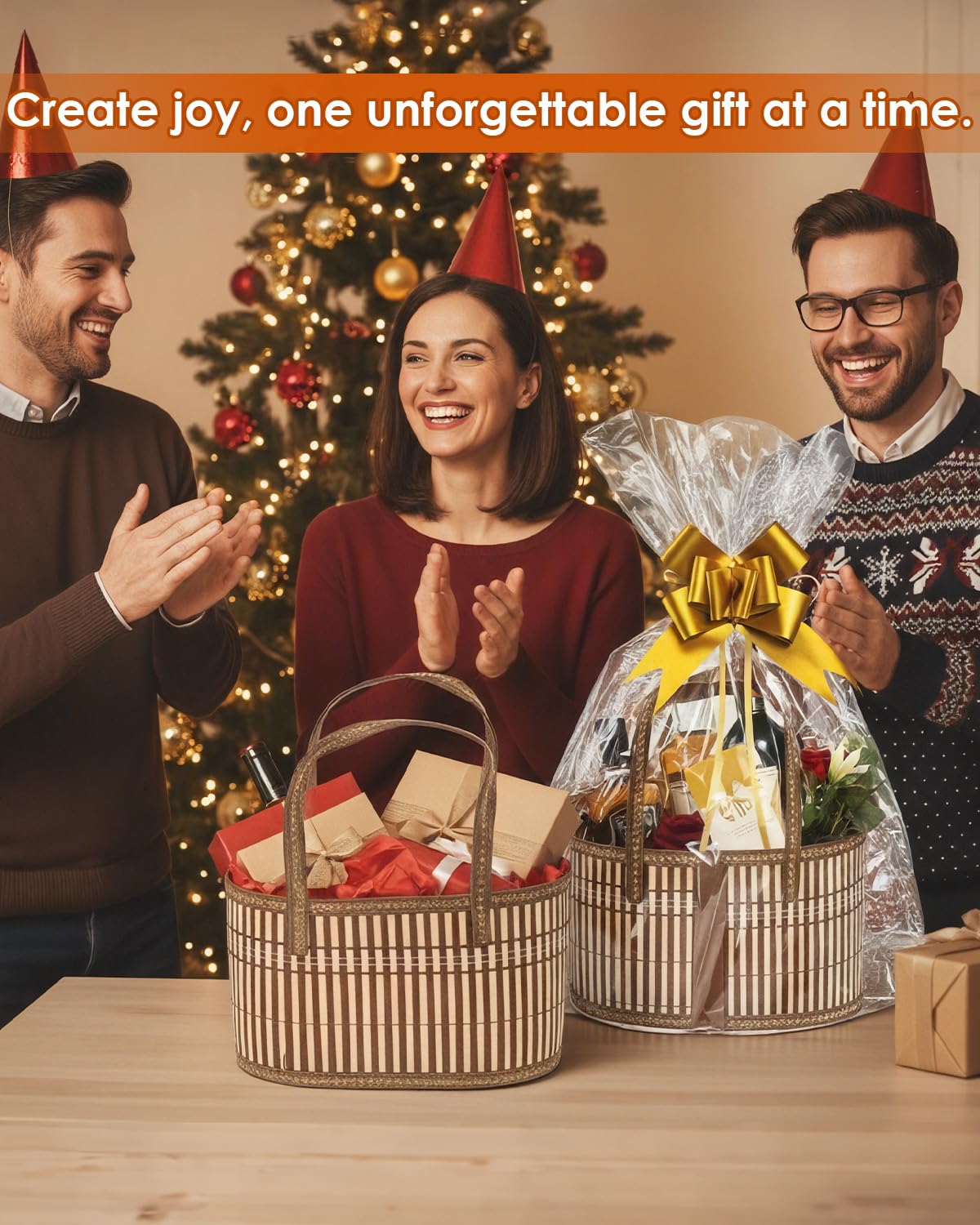 HAYVAN Set di 6 cesti regalo in bambù vuoti con manici