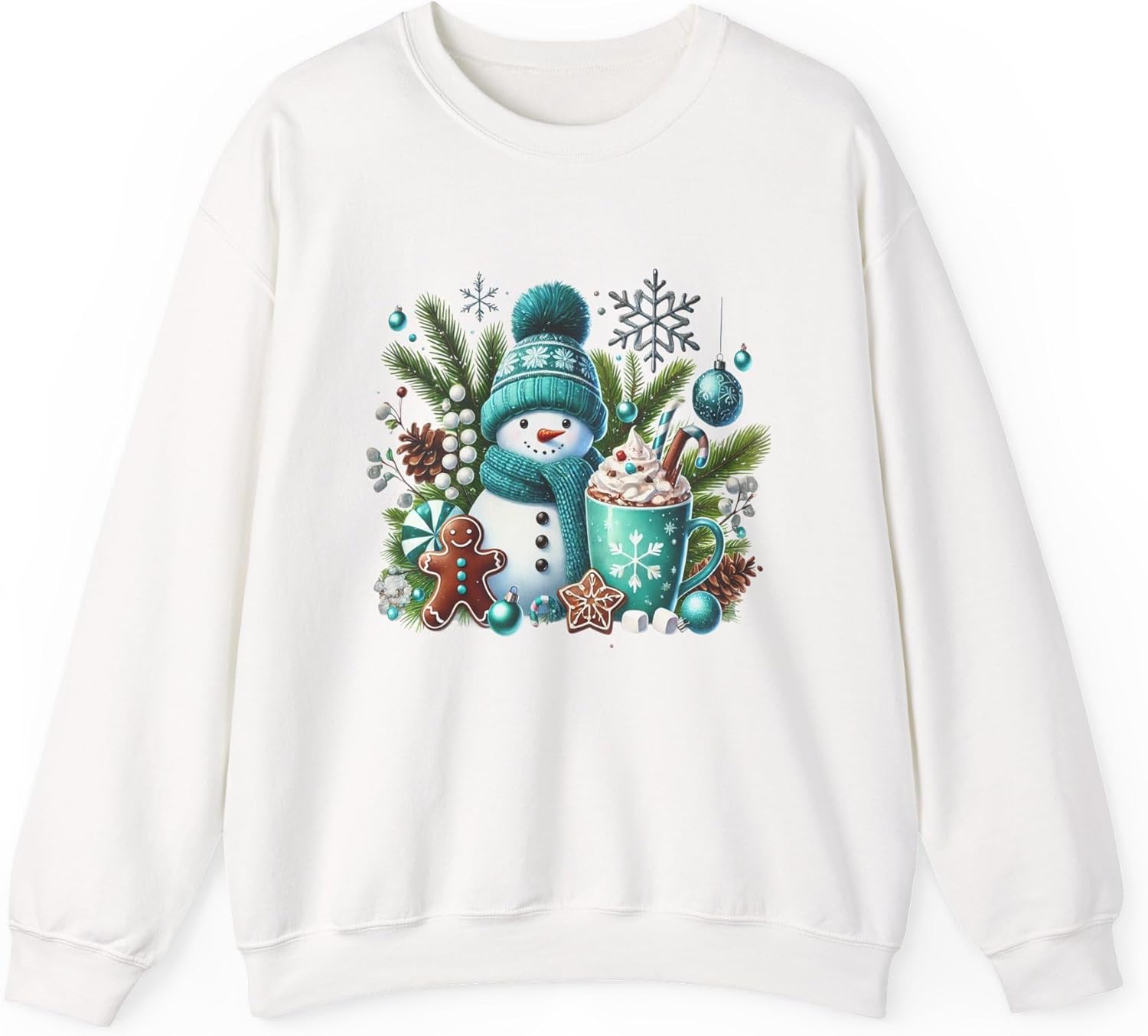 Cozy Holiday Crewneck Sweatshirt with Snowman Design, Winter Sweatshirt, Gift for Her, Christmas Apparel, Festive Sweater