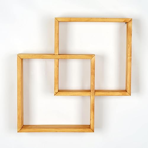 Miniatura 10 de Estantes cuadrados de pared hechos a mano almacenamiento montado en la pared decoración de pared del hogar libro granja estante organizador de