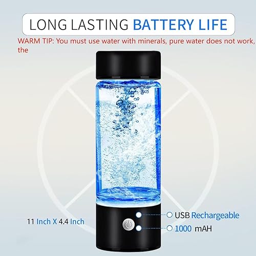 Miniatura 5 de Botella de agua de hidrógeno, máquina ionizadora de agua de hidrógeno portátil, generador de agua de hidrógeno, taza de salud de vidrio de agua rica