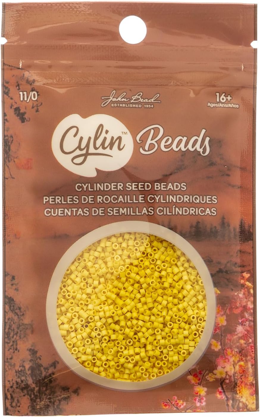 John Bead 25g Cylin Beads Opaque Yellow Matte 11/0 Glass Cylindrical Seed Beads for Jewelry Bracelets Necklaces Earrings Making Embroidery