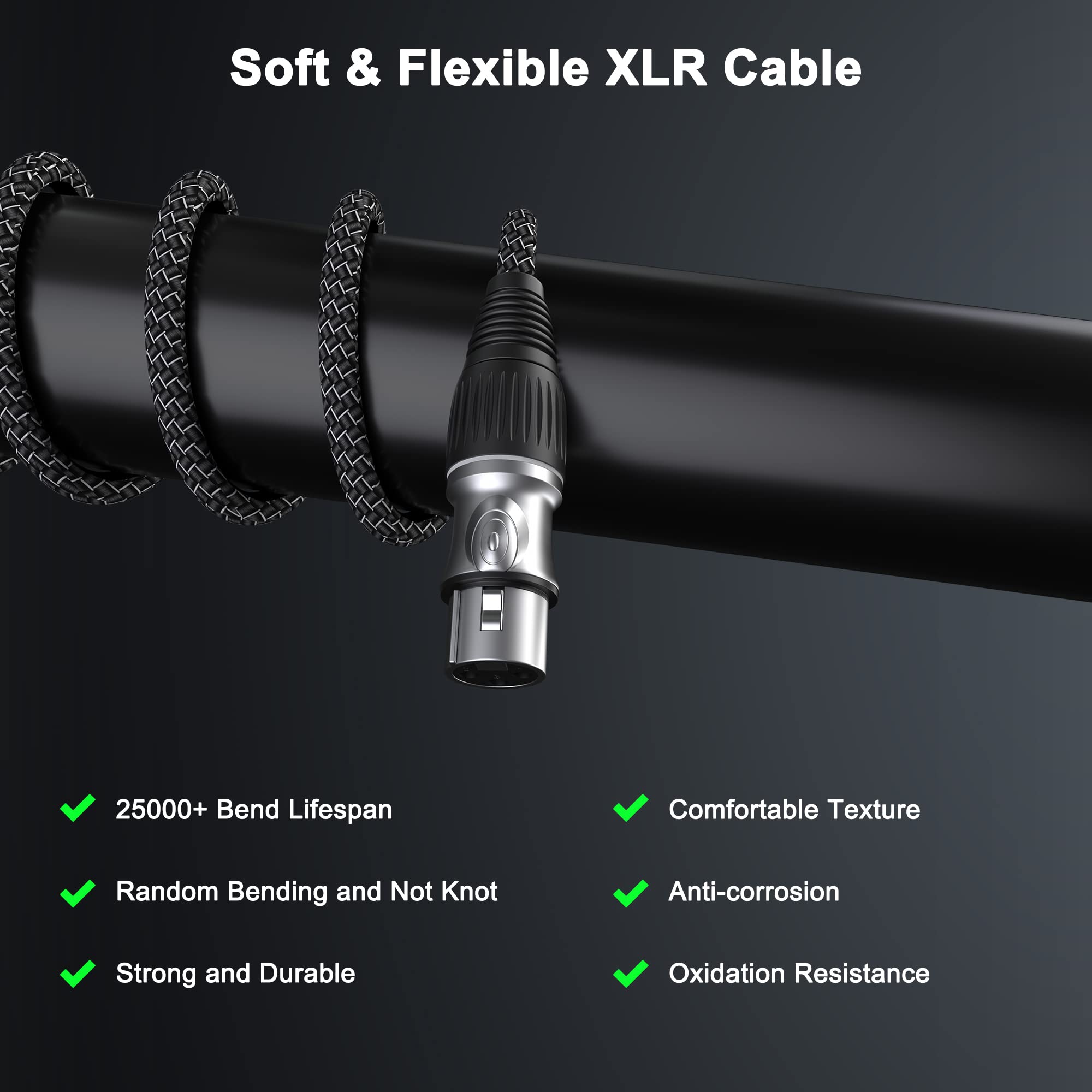 GeoHN.G Cavo XLR 8M-2 Pack, Cavo per Microfono a 3 Pin Cavo di Prolunga XLR da Maschio a Femmina Cavo Microfono Bilanciato Compatibile con Mixer Live Stage Speaker Registrazione Musicale e Altro