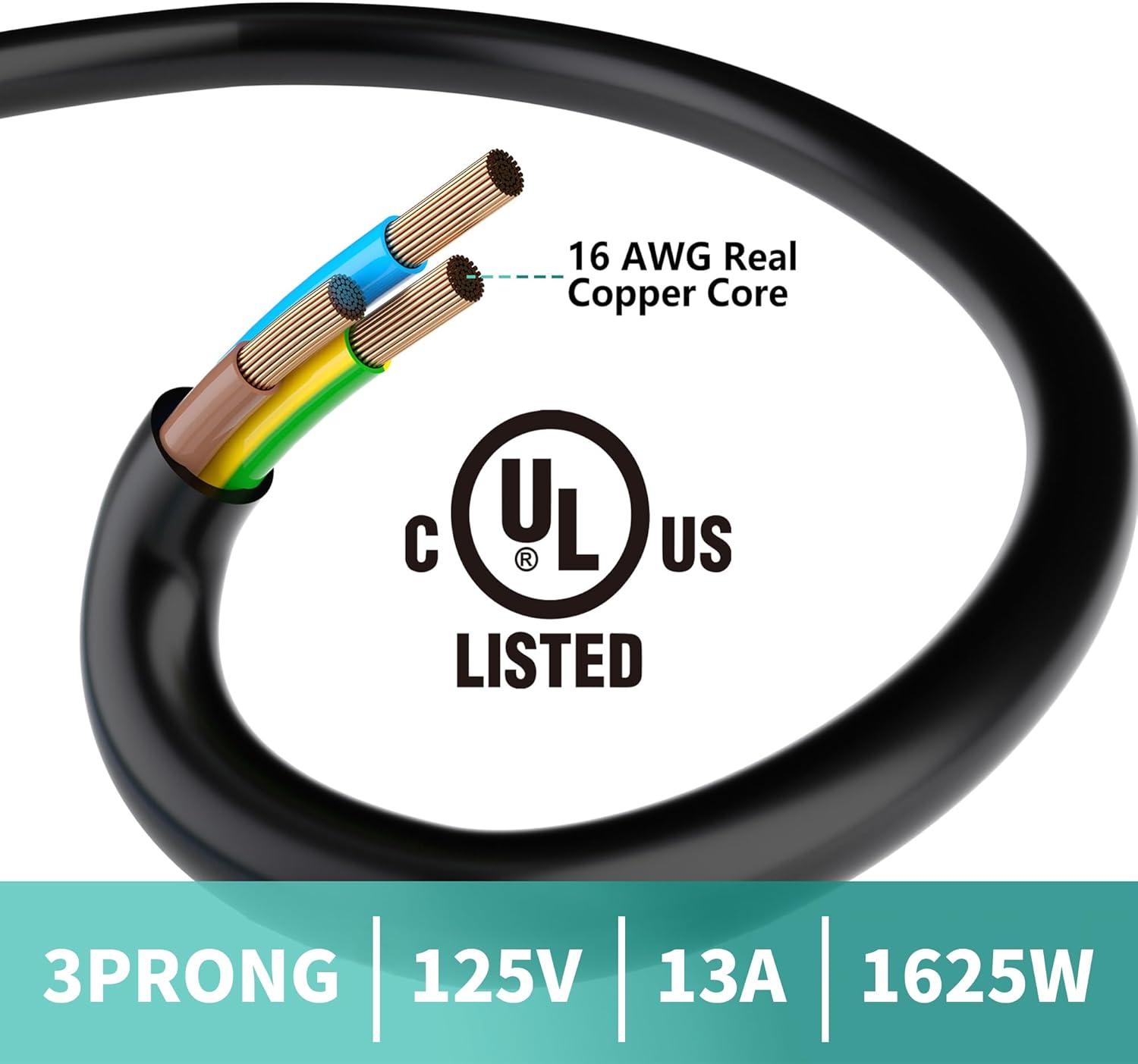 2 Way Power Extension Cord Splitter 50 Ft Total (38+6+6)-3 Prong 1 to 2 Extension Cord Cable Y Splitter-Outlet Adatper-SJTW Outdoor for Halloween Christmas Lighting Landscaping-16AWG 13A 125V-UL-1T2