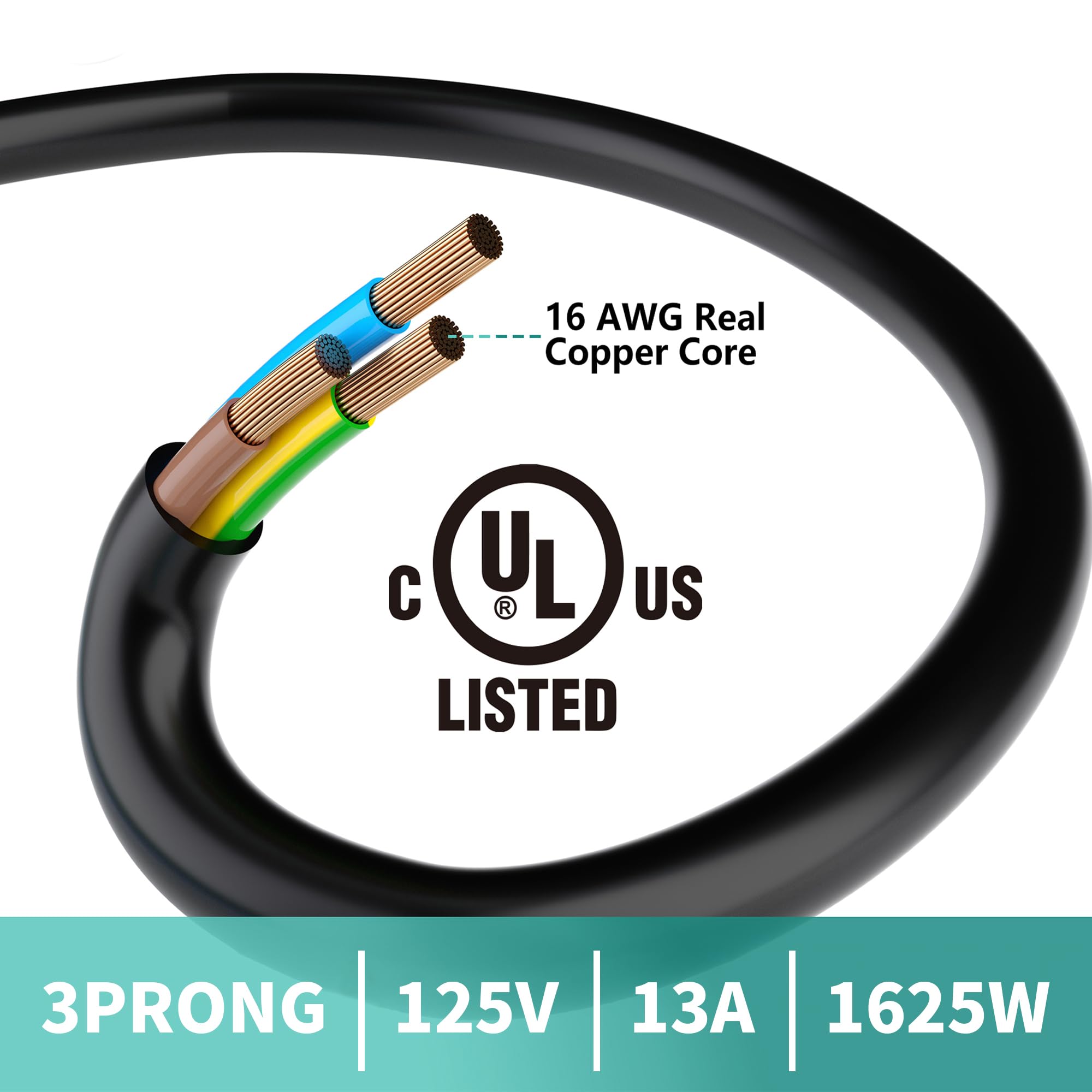 2 Way Power Cord Splitter Cable-3 Prong 1 to 2 Extension Cord-Outlet Saver-Elecan Male to Female Y Splitter Power Extension Cable Strip–UL Certified SJTW 16 Gauge 13 A/125 V–1.2 Feet Black