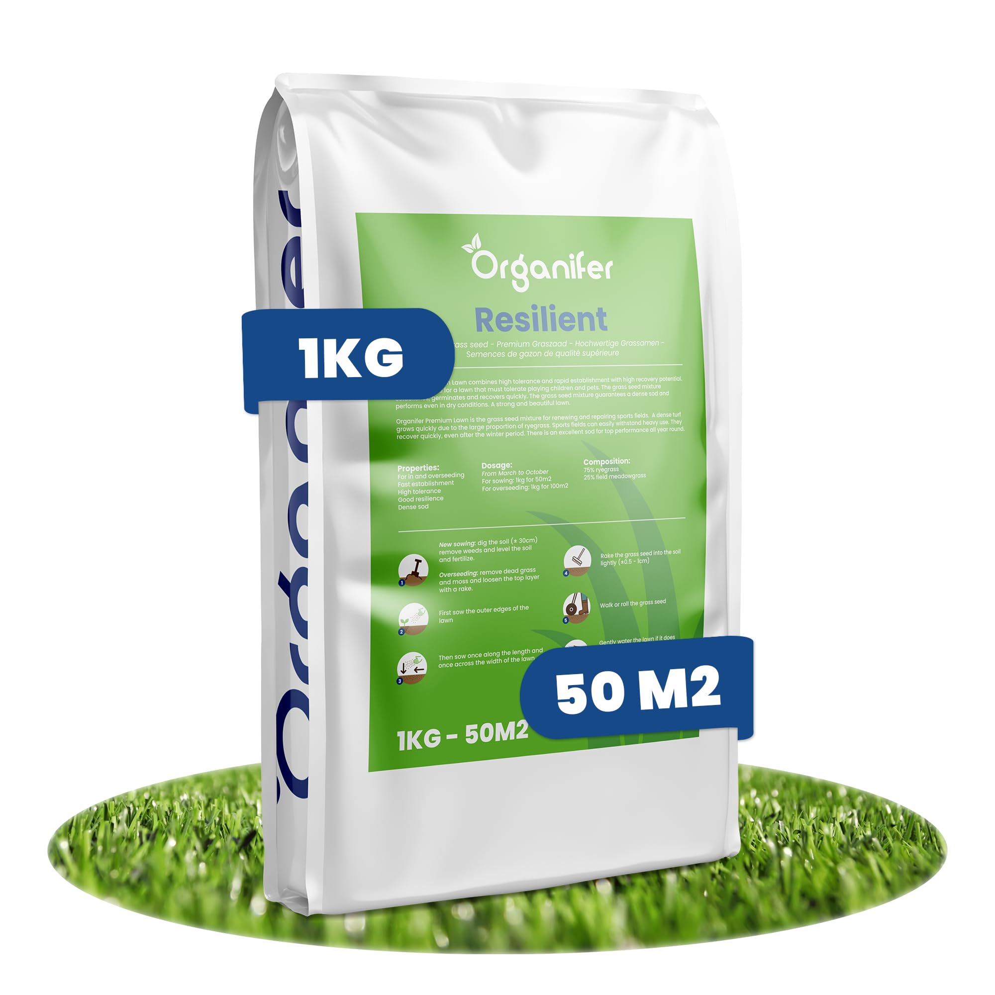 Organifer Graines De Gazon À Germination Rapide 1 Kg 50 M2 Pelouses Sportives