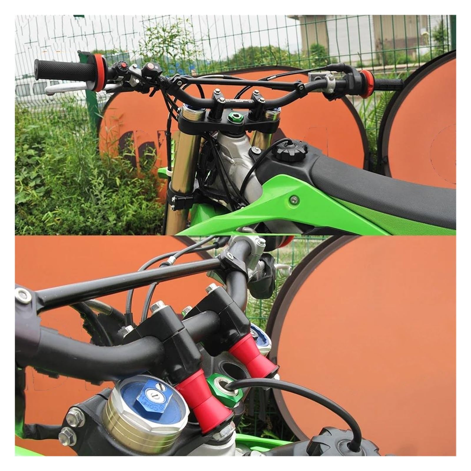 Elevadora Manillar Bujes Montaje Manillar Motocicleta Abrazadera Elevador De La Columna Dirección Manguito Amortiguador para CRF para Kawasaki, Etc.(Rojo)