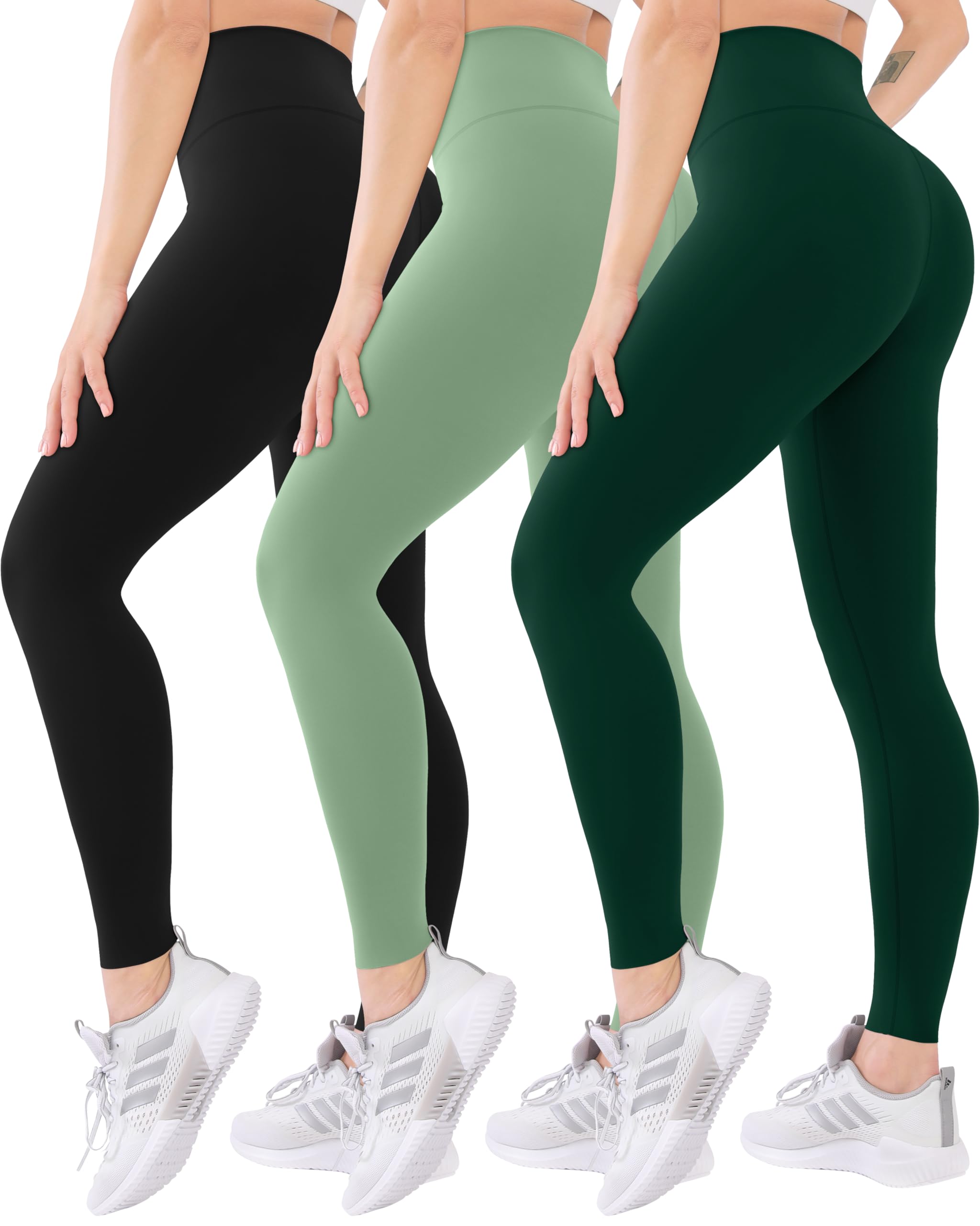 Blisset 3 Pack High Waisted Leggings for Women with Pockets Soft Active Tummy Control Pants for Yoga Running & Daily Wear