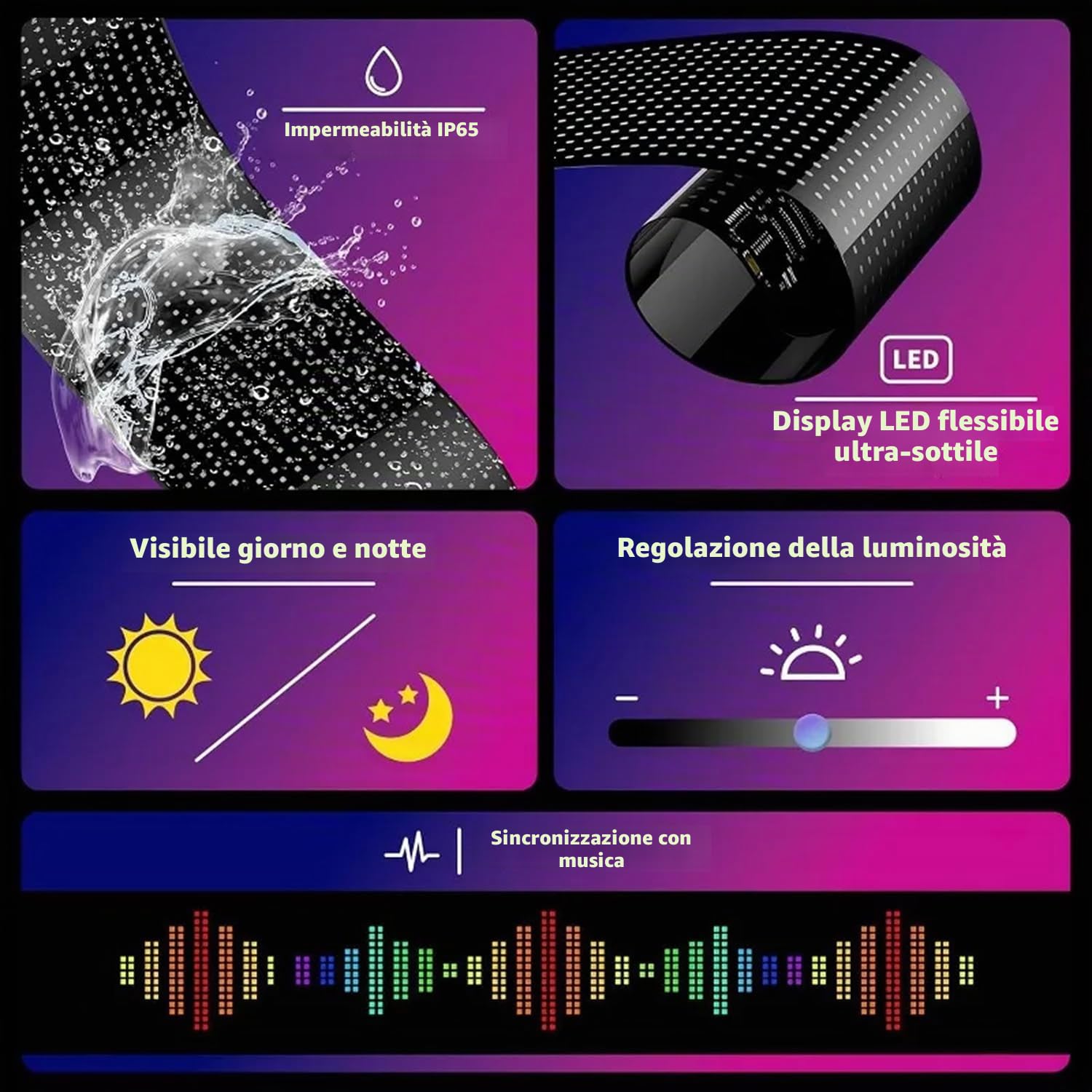 Grande lavagna flessibile a LED, 20 x 146 cm, con scritta RGB programmabile tramite app Bluetooth, pannello a matrice per auto, bar, pubblicità, ristorante, store, decorazione per feste